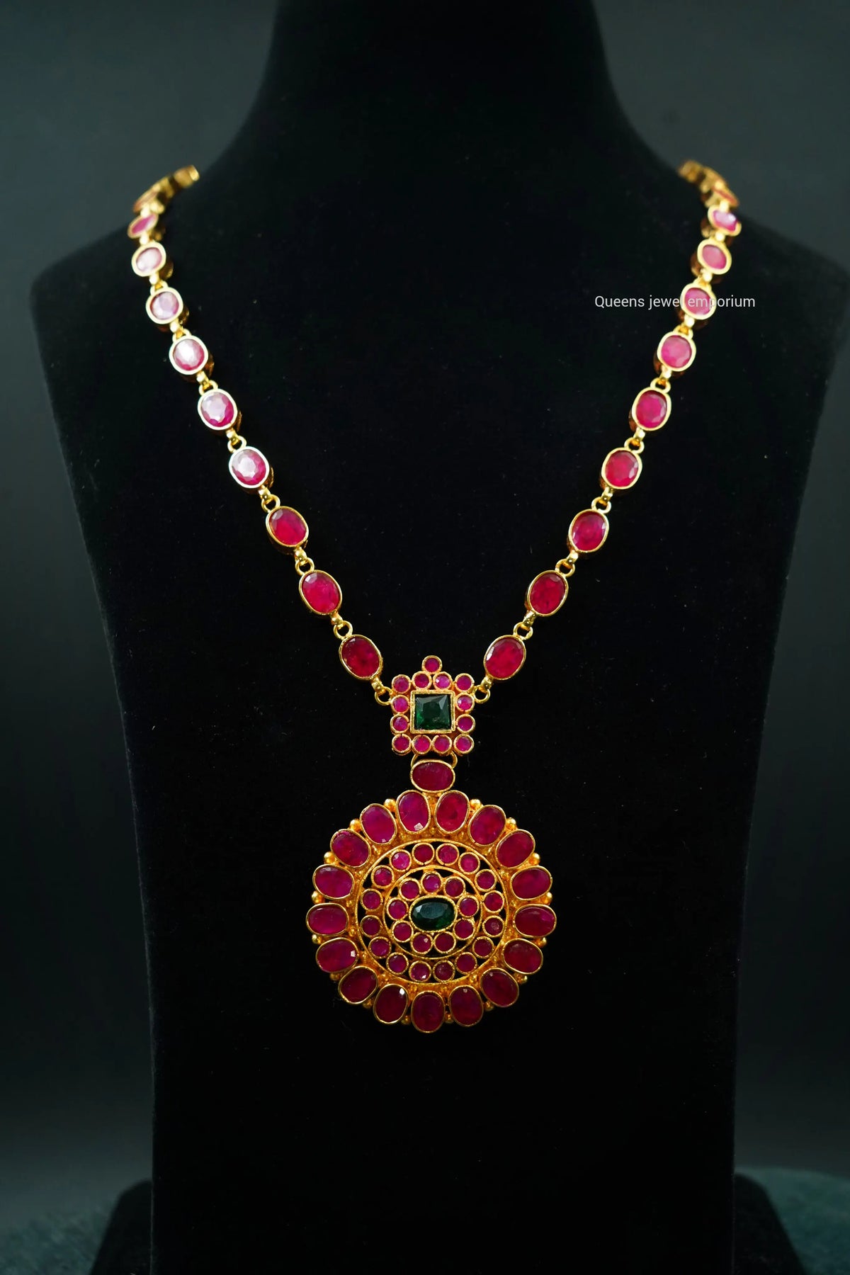 Blue color stone haram-Haram with flower design and stones
