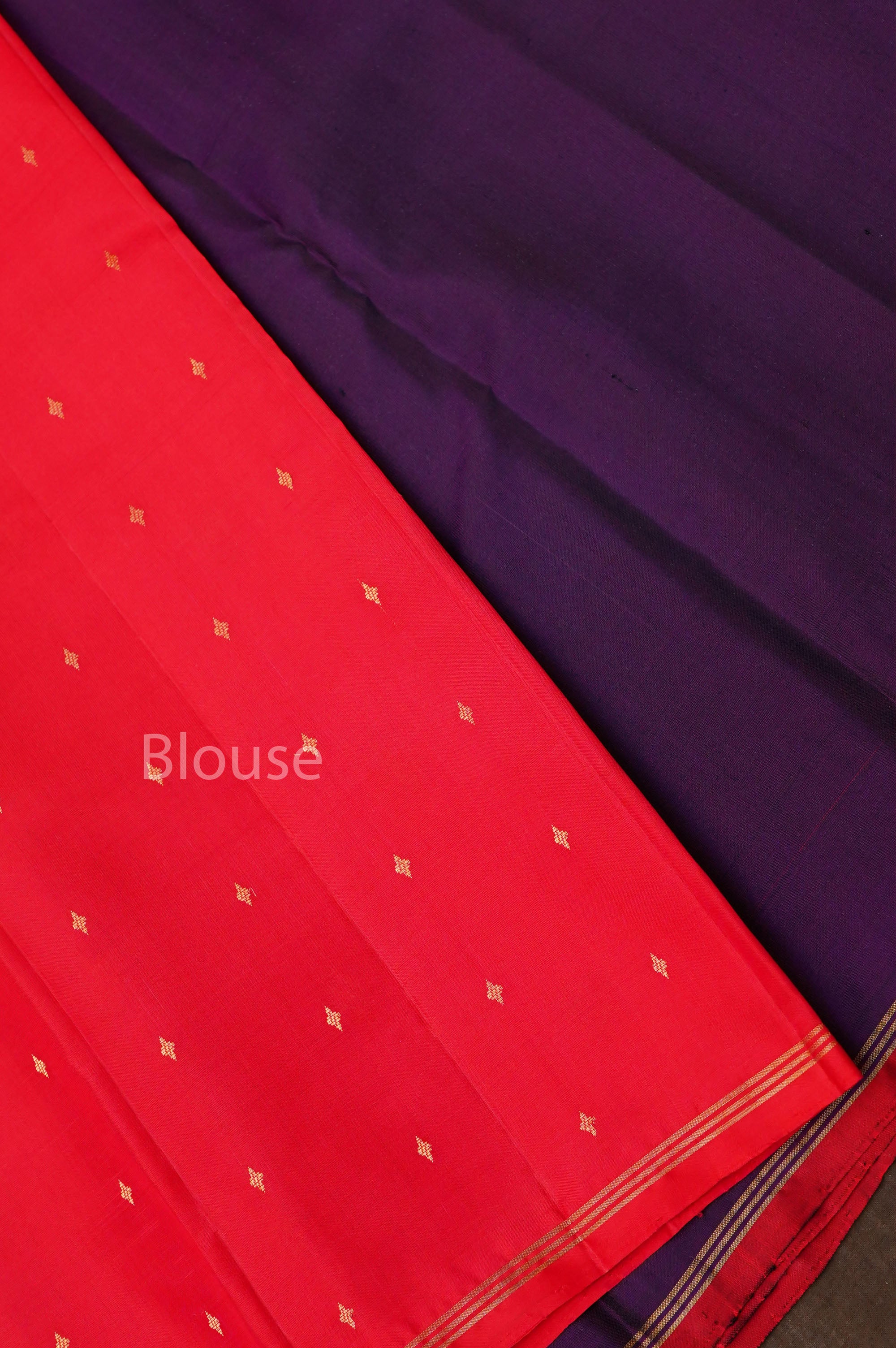 Purple With Red Pure Kanchivaram Silk Saree