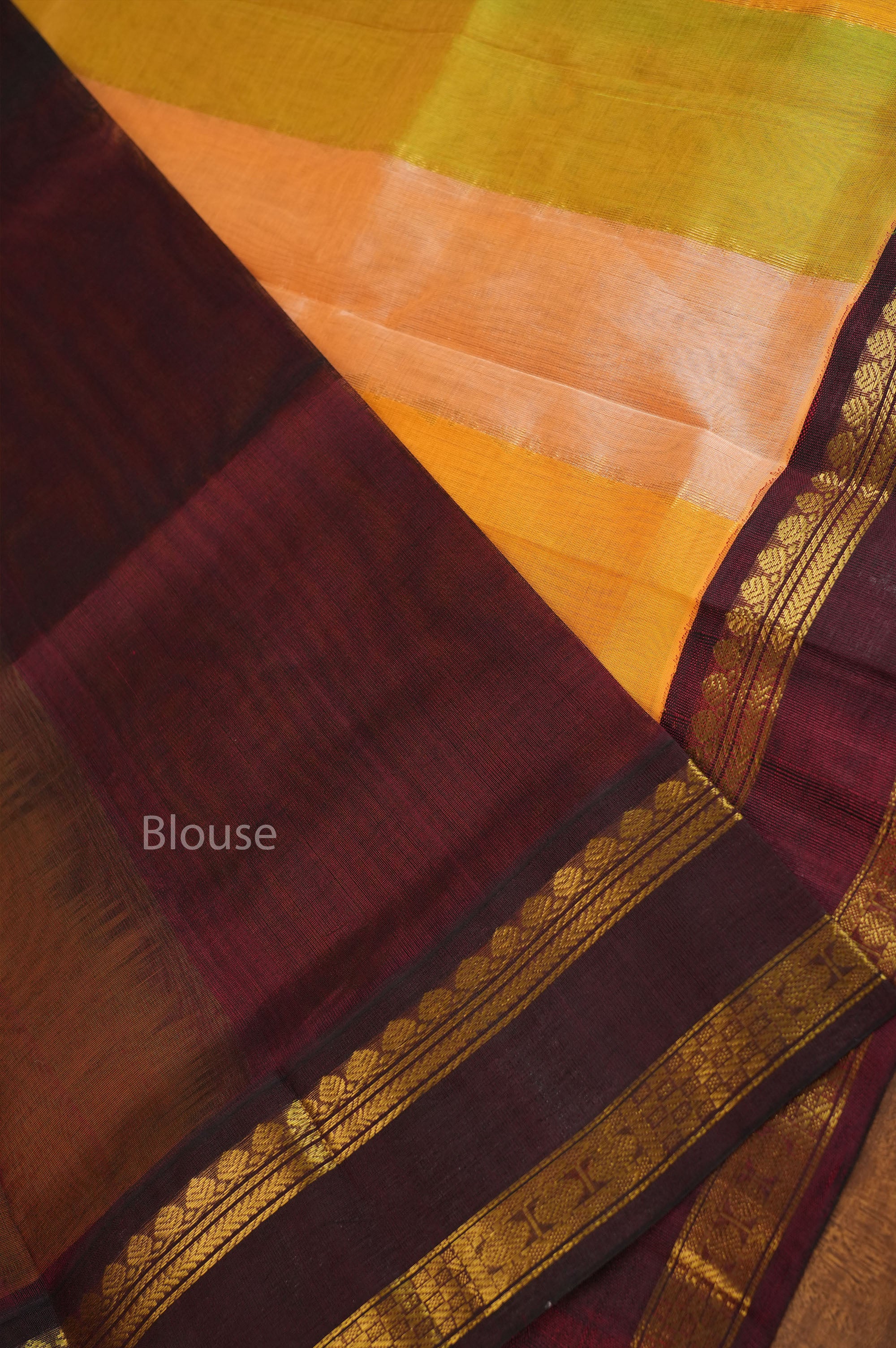 Multi Color With Black Gap Border Pure Silk Cotton Saree