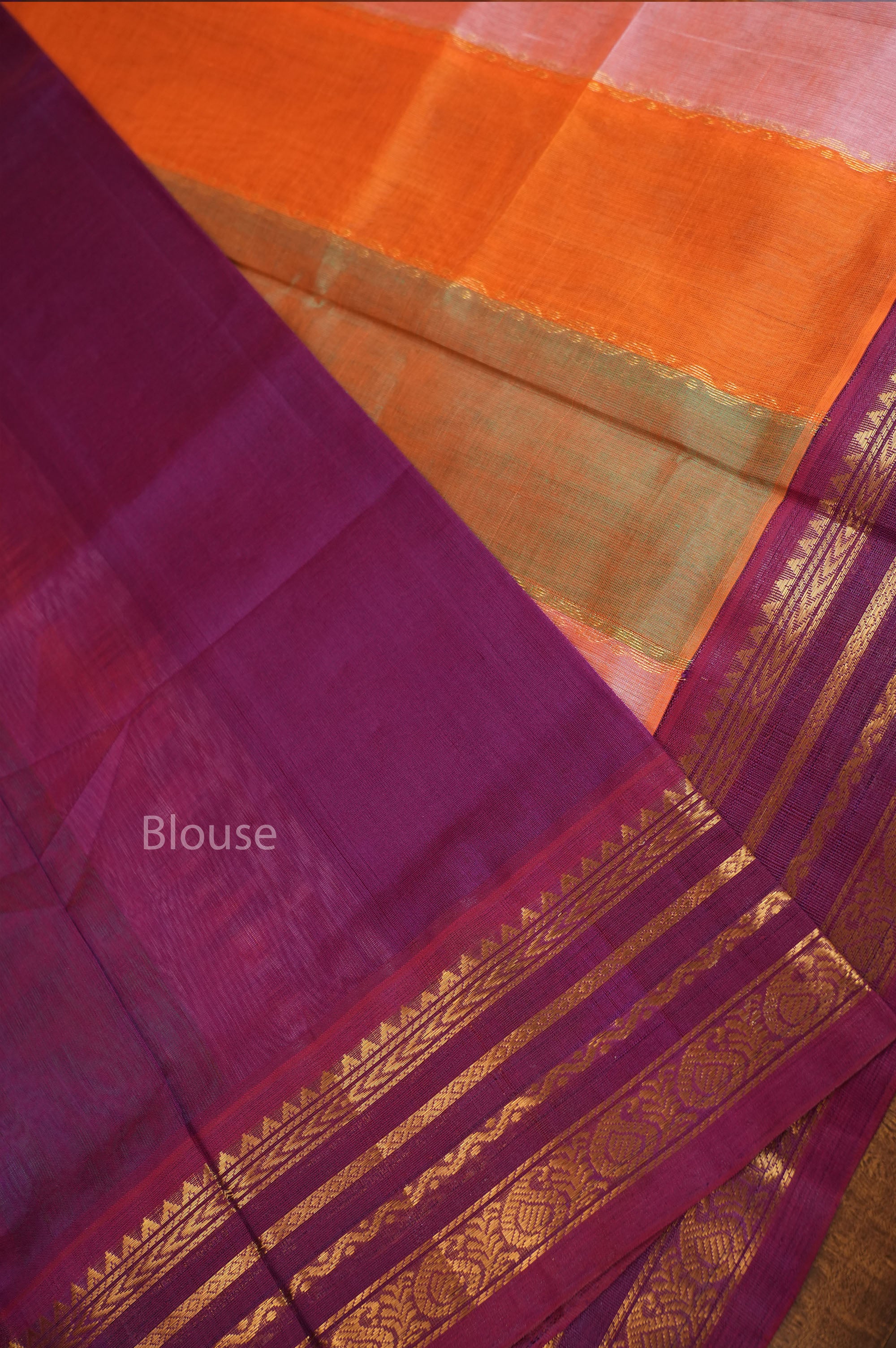 Multi Color With Varisapet Purple Border Pure Silk Cotton Saree