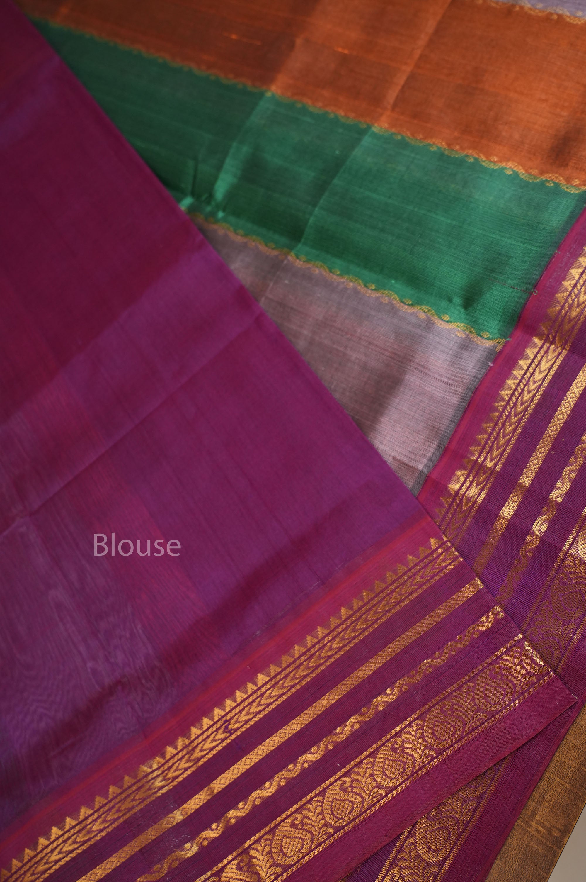 Multi Color With Purple Varisapet Border Pure Silk Cotton Saree