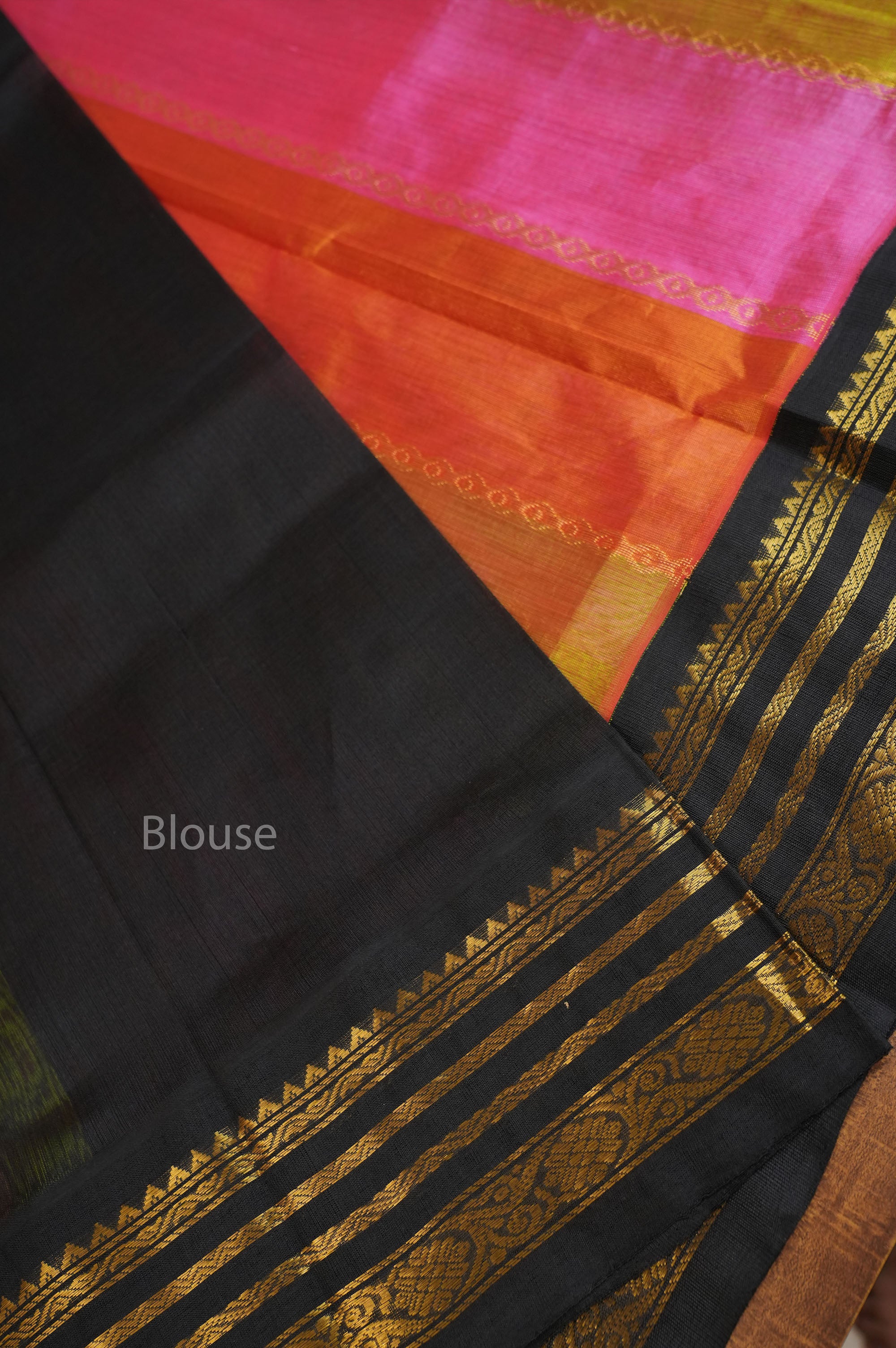 Multi Color With Black Varisapet Border Pure Silk Cotton Saree