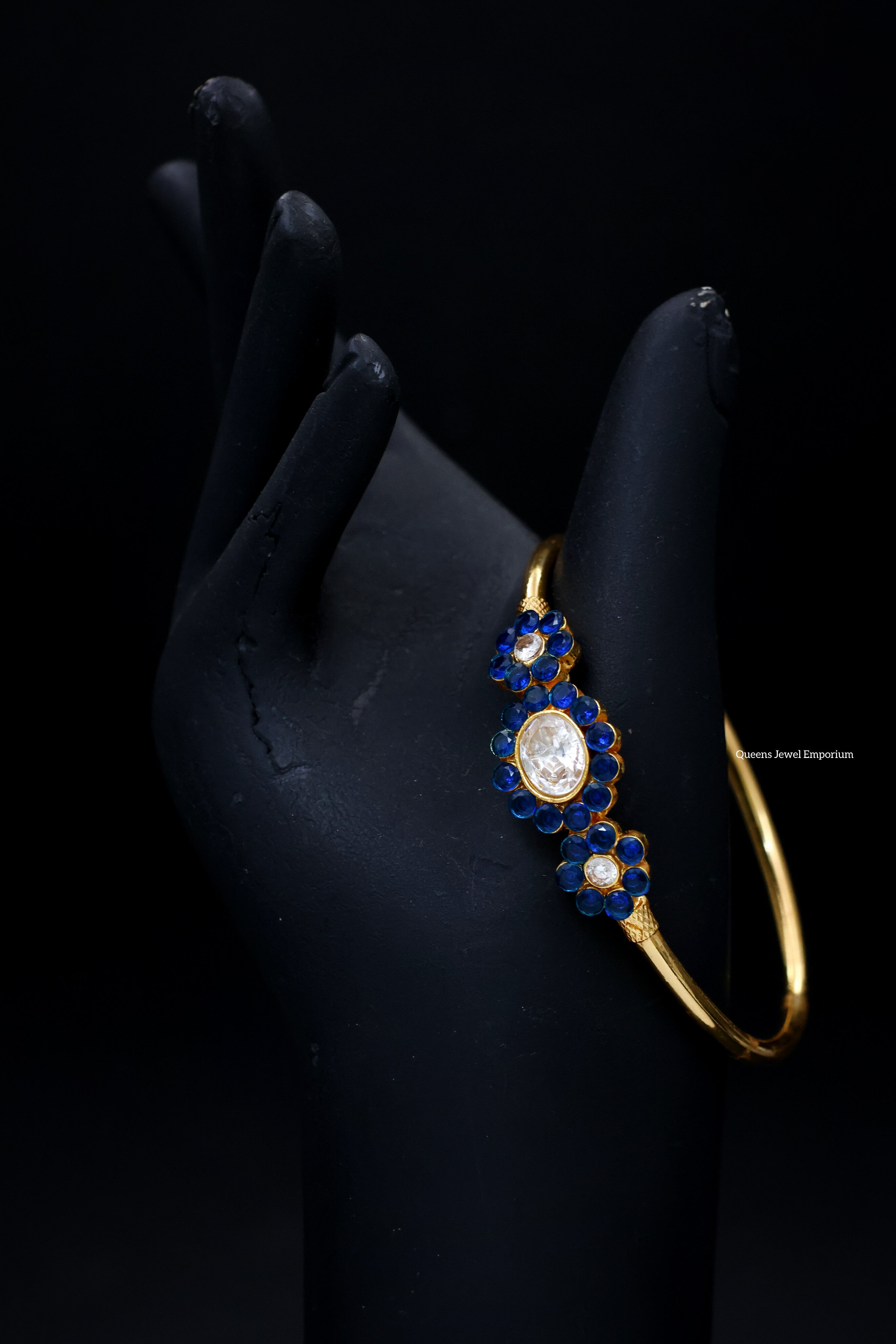 Sparkling stone kada-Blue and white stone kada