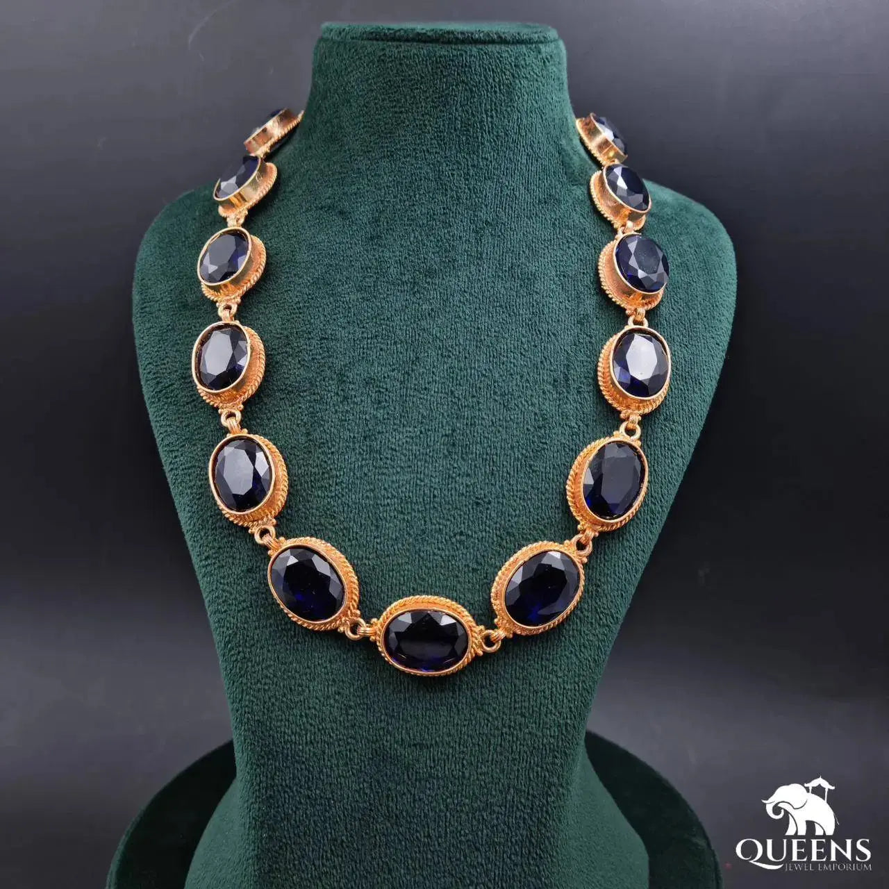 Dark blue zircon haram-Elegant oval stone haram