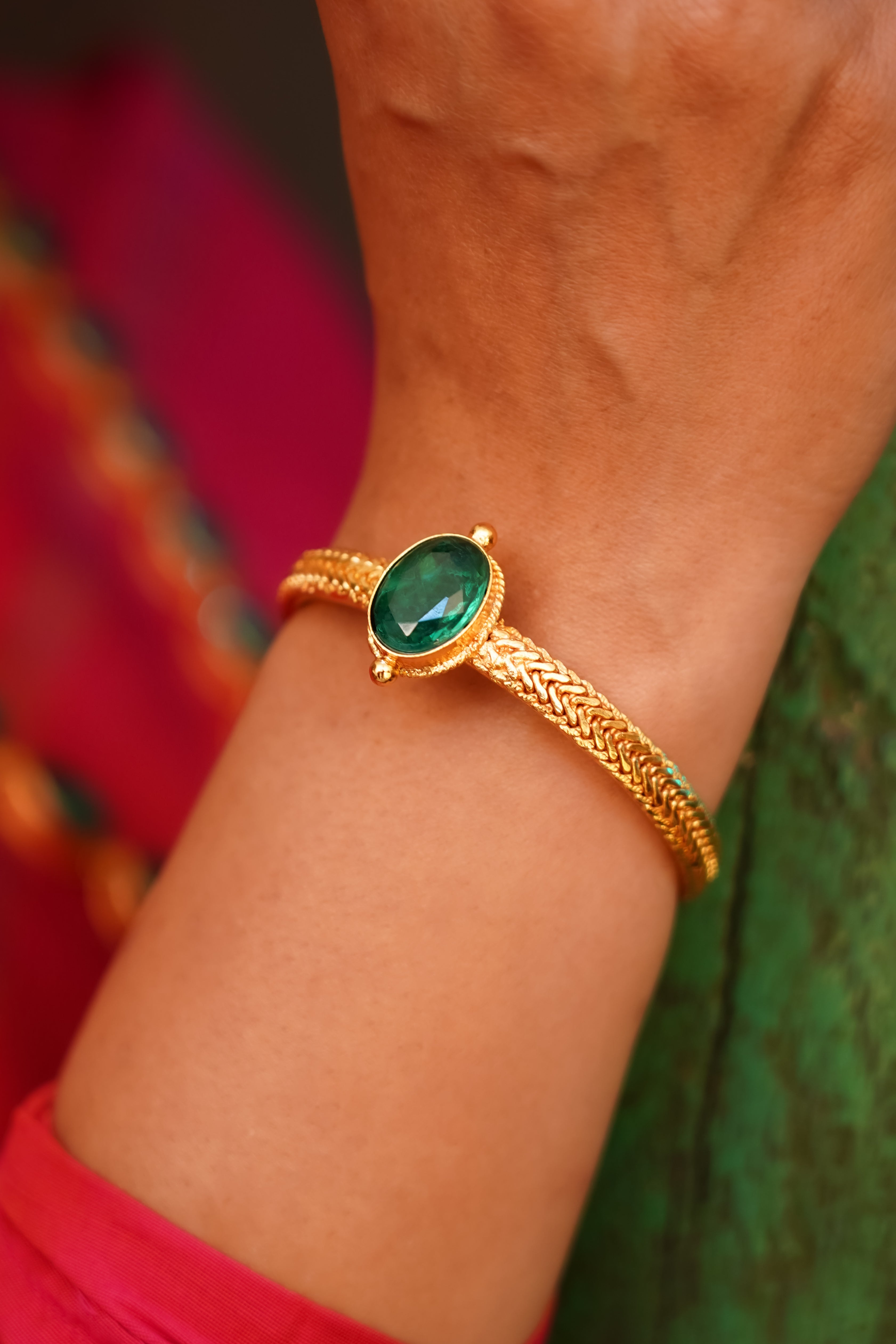 Green nagas motif kada-Nagas kada bangle