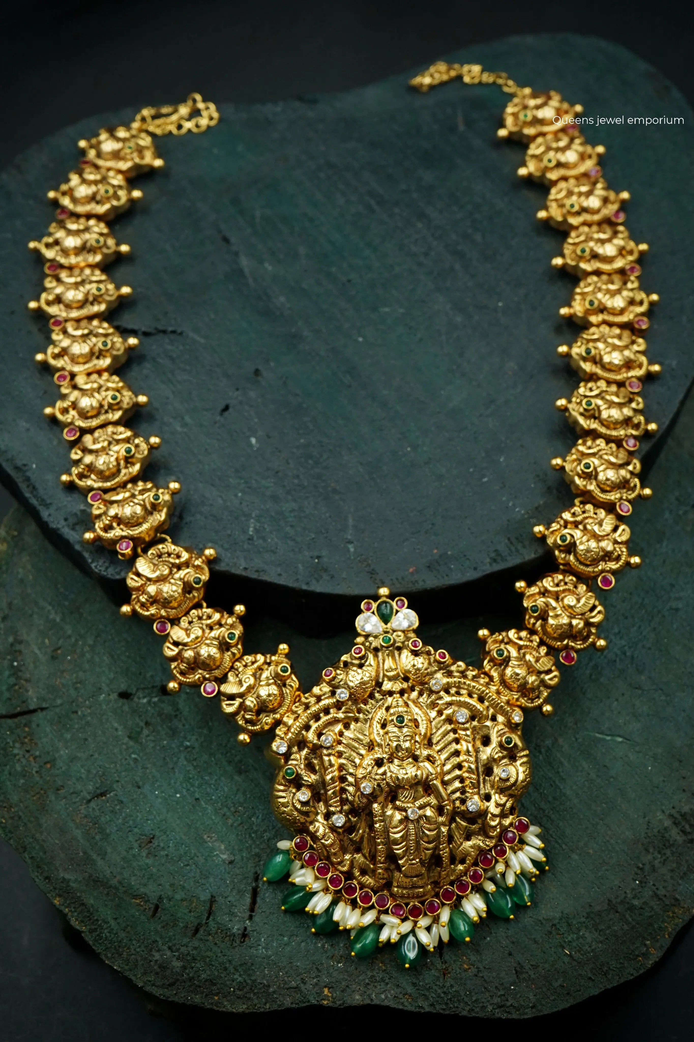 Nagas finish lakshmi haram-Lakshmi pendant kizhi haram