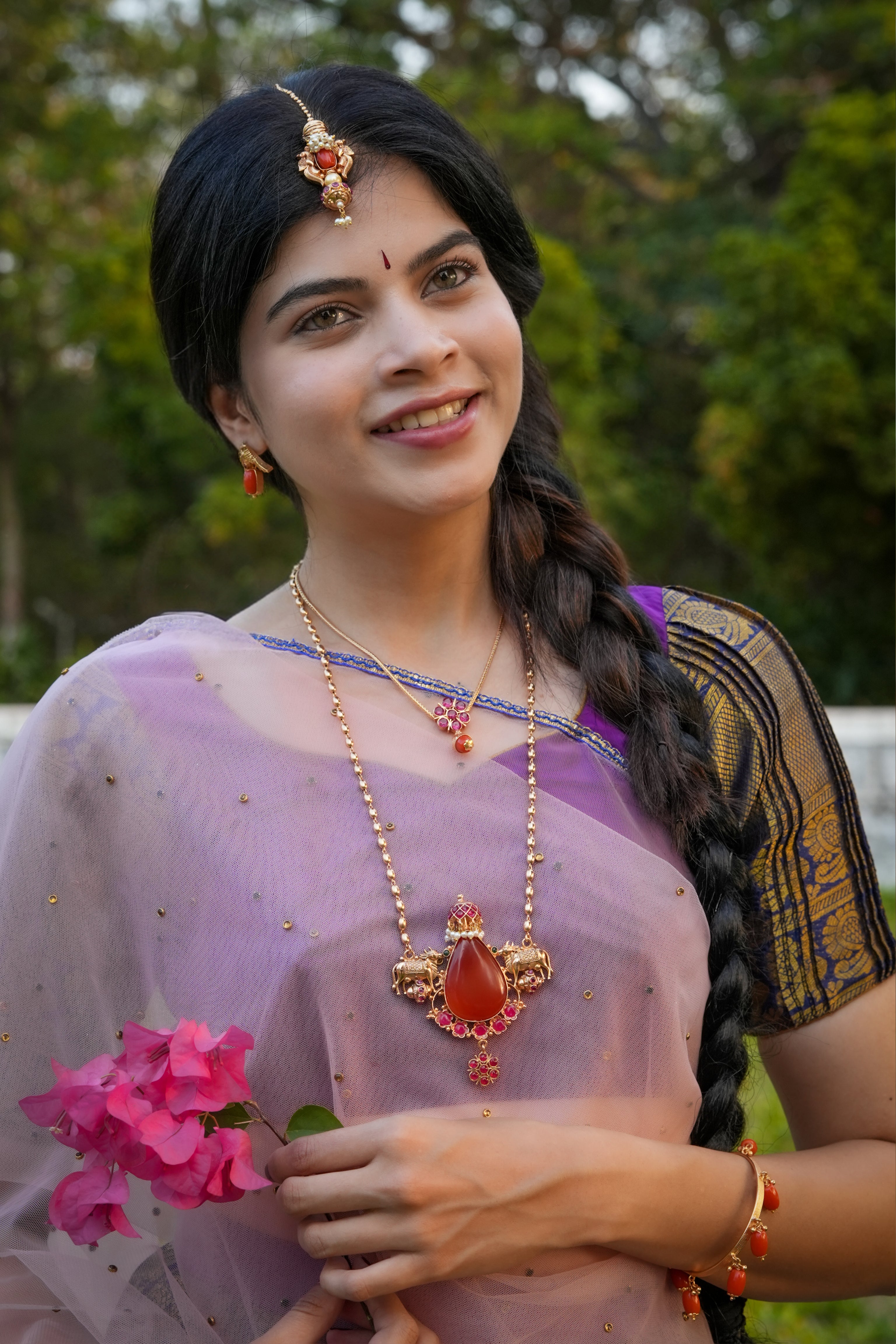 Floral hanging-Jhumka motif jewellery
