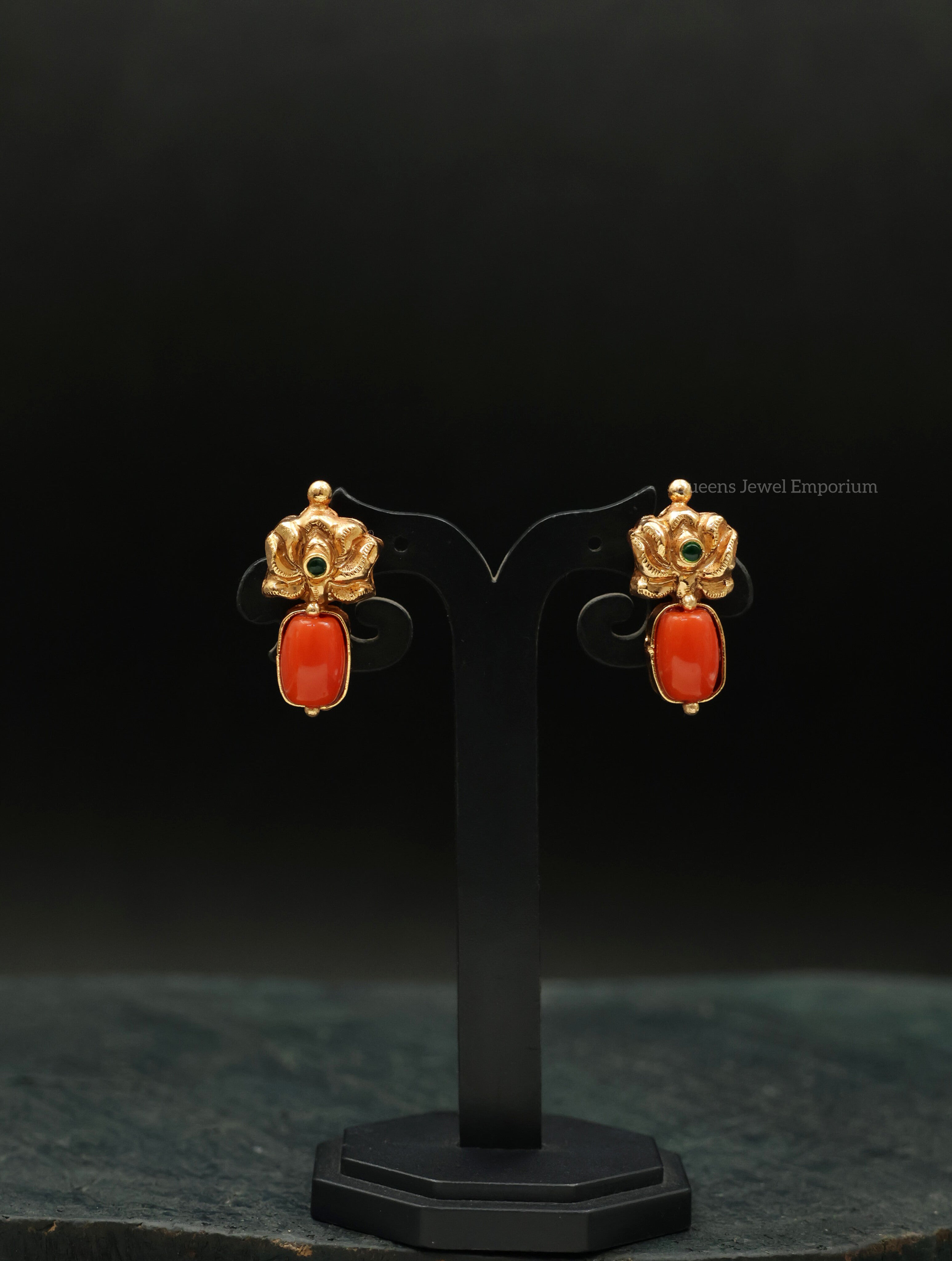 Studs with orange stone-Everyday studs