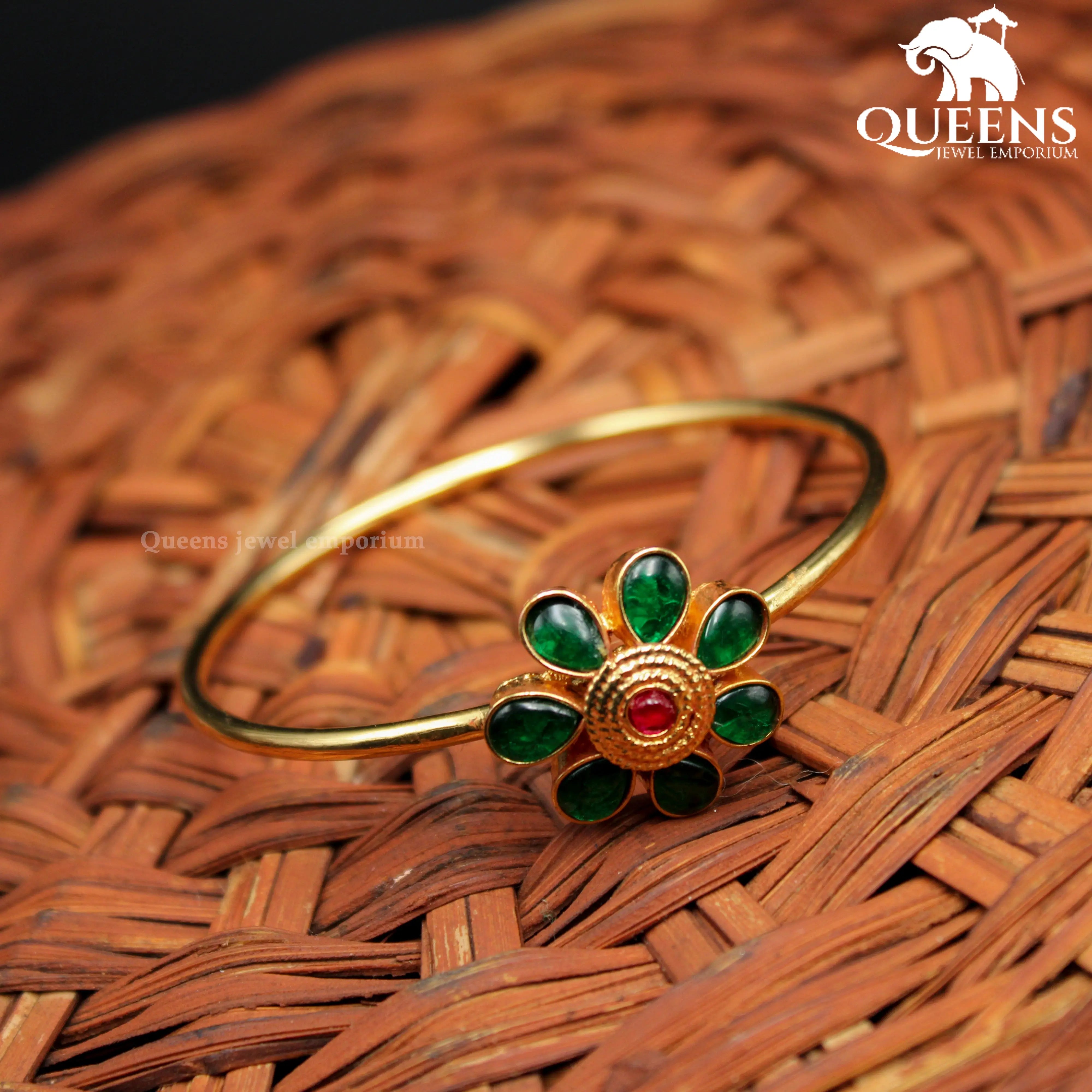 Green flower stone kada-Red flower stone kada