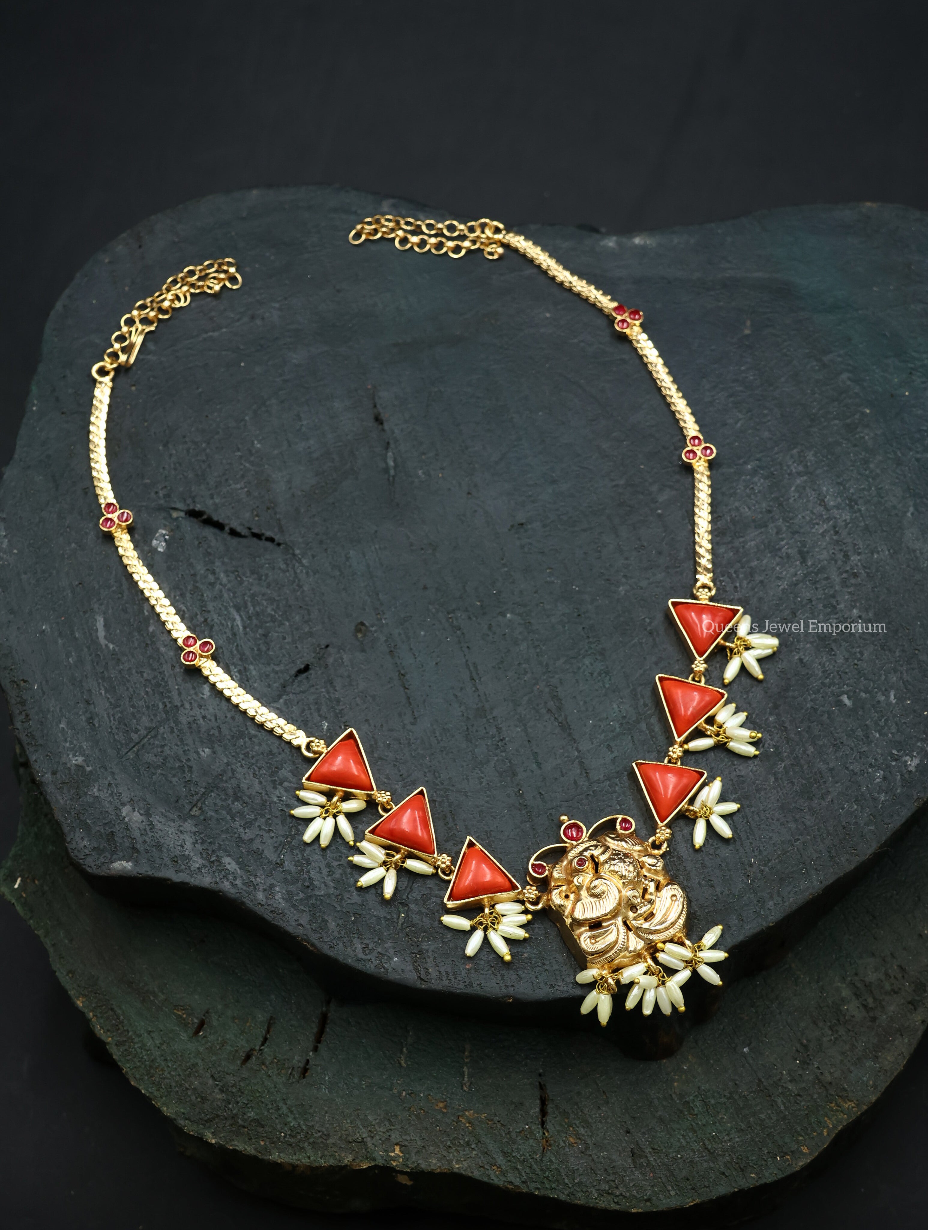 Triangle coral stone pendant-Nagas coral pendant design