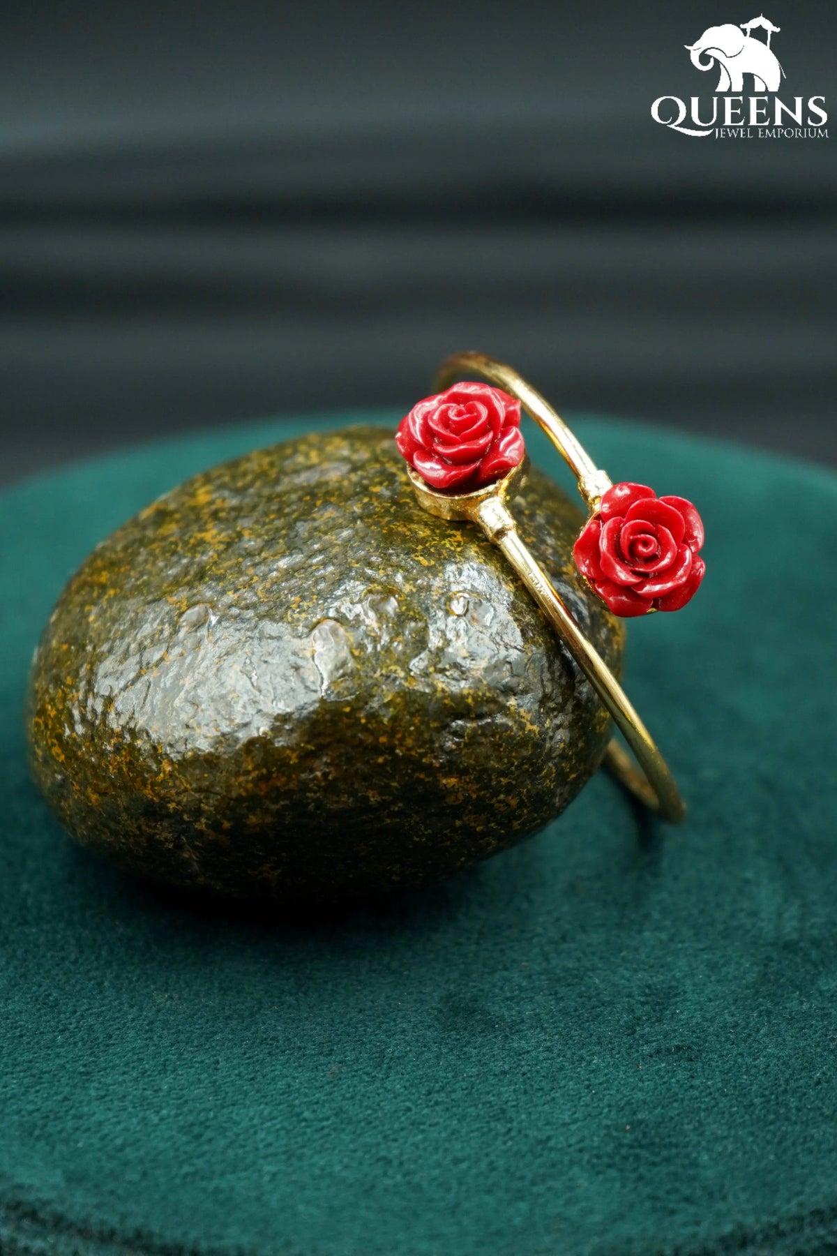 Rose motif coral kada-Rose adjustable kada