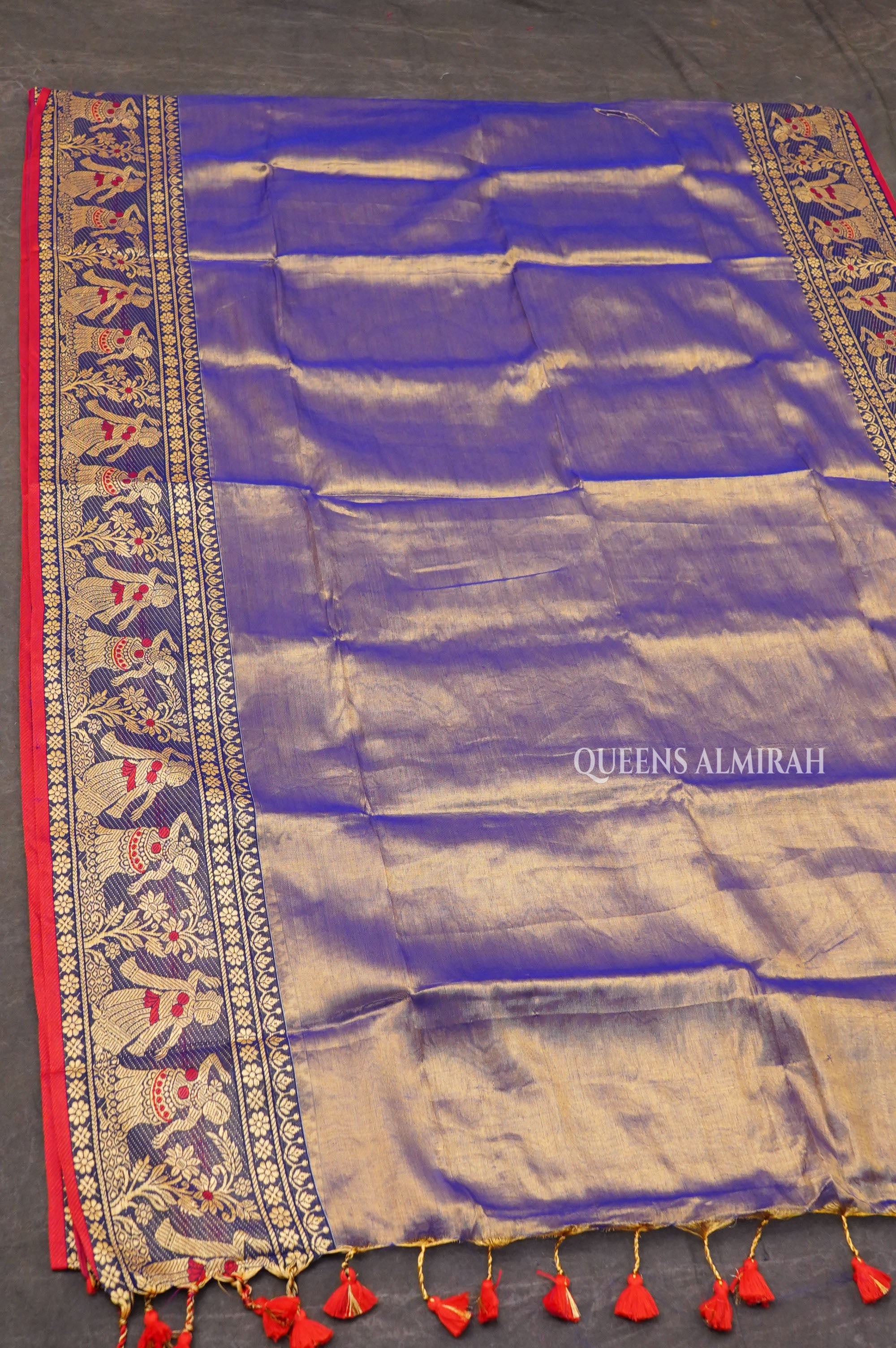 Lavender Linen Tissue Saree With Bomkai Border