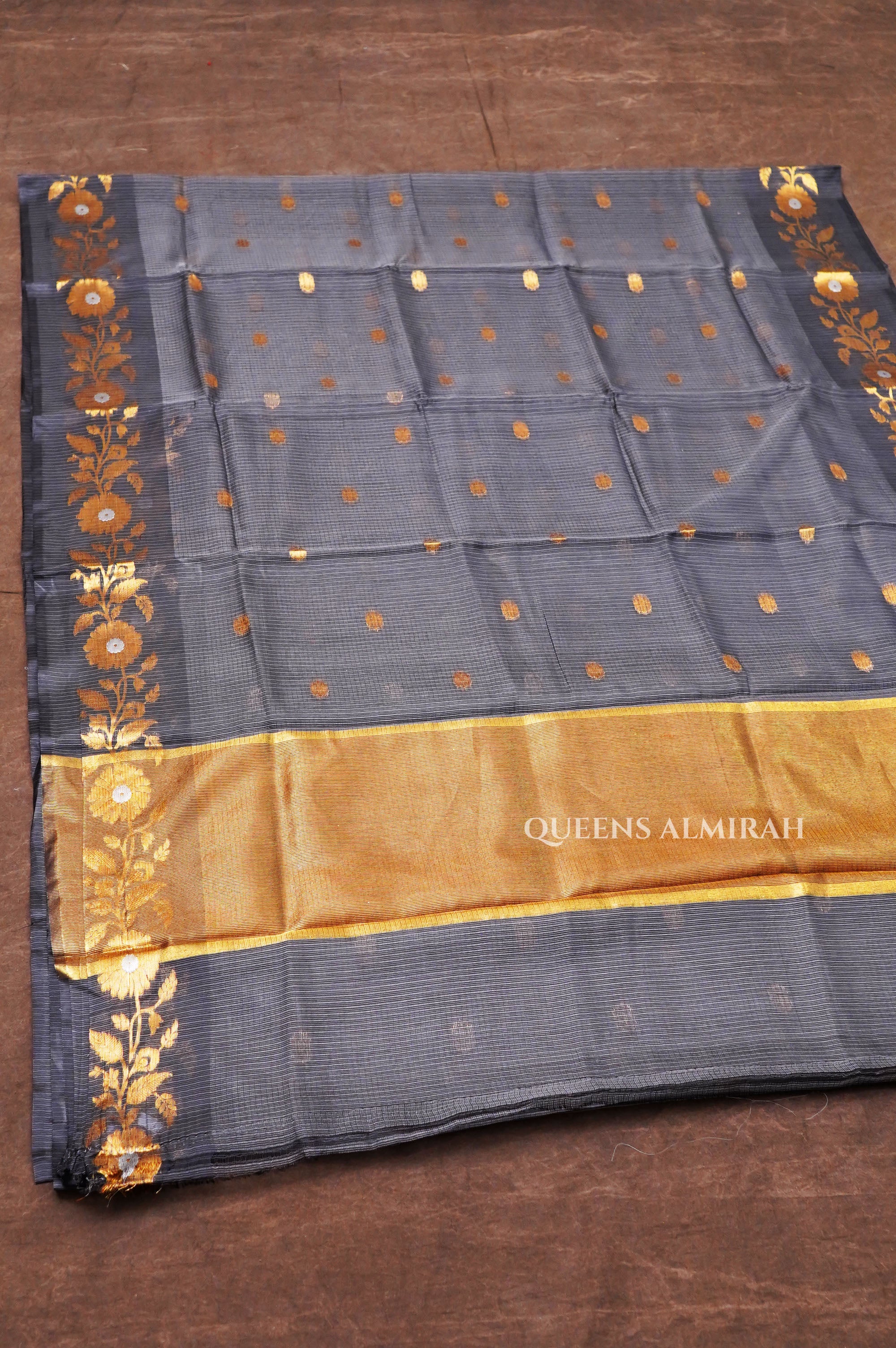 Ash Grey Semi Kota Silk Cotton Saree
