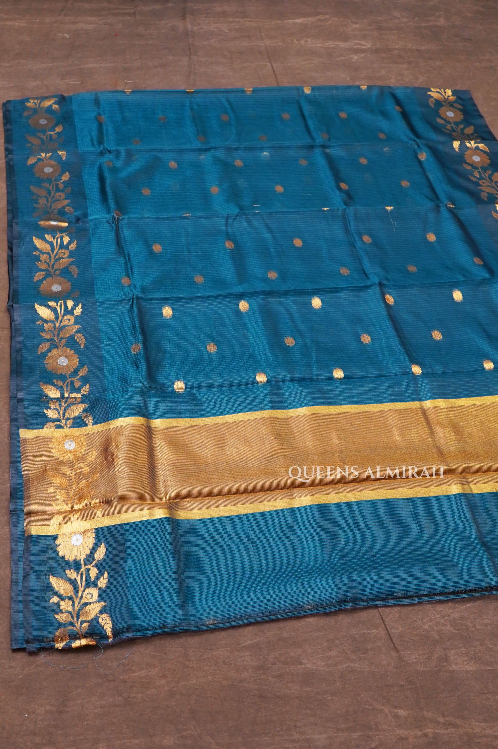 Peacock Blue Semi Kota Silk Cotton Saree