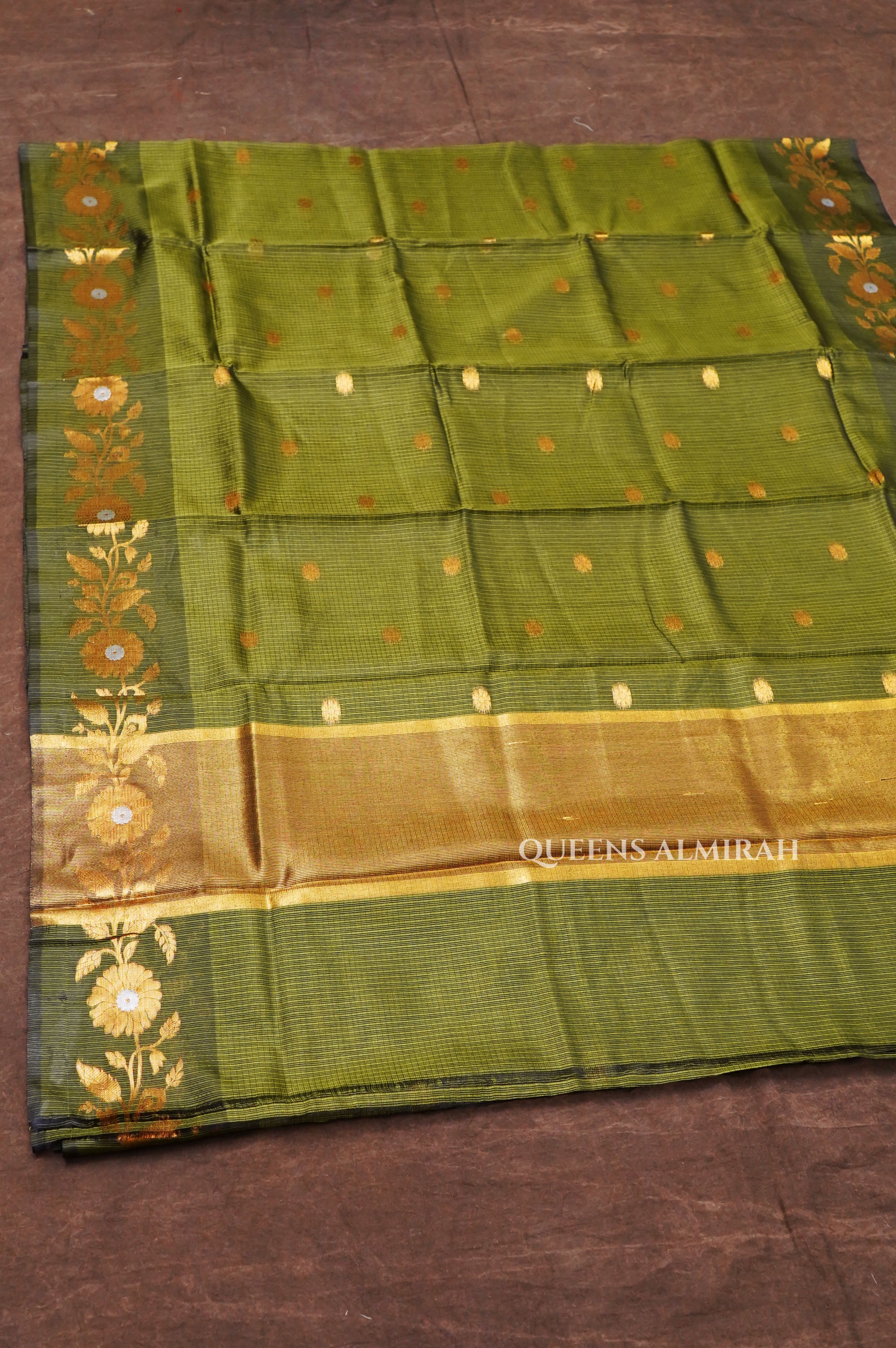 Olive Green Semi Kota Silk Cotton Saree