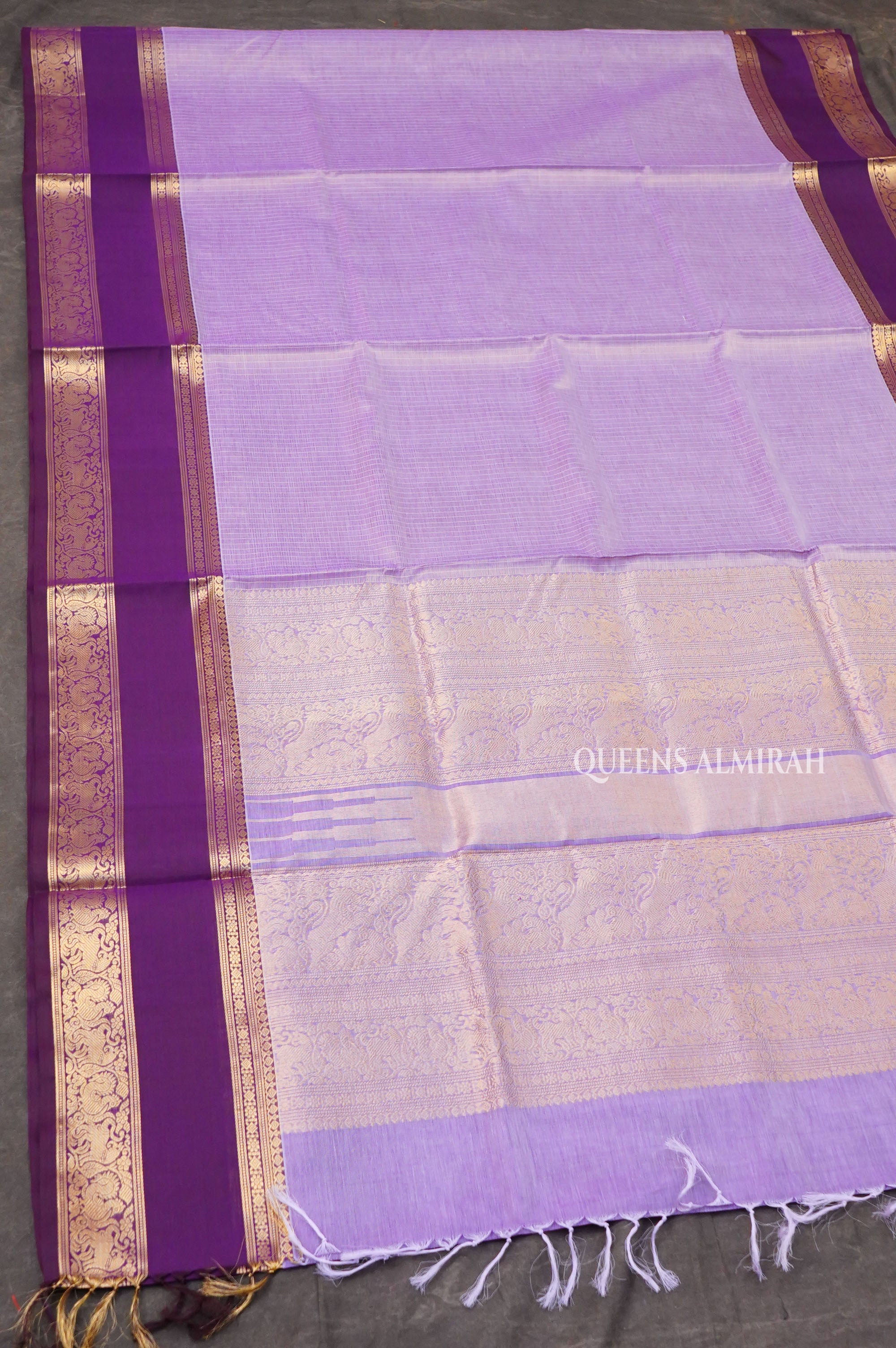 Lavender With Deep Wine Payadi Chettinad Silk Cotton Saree