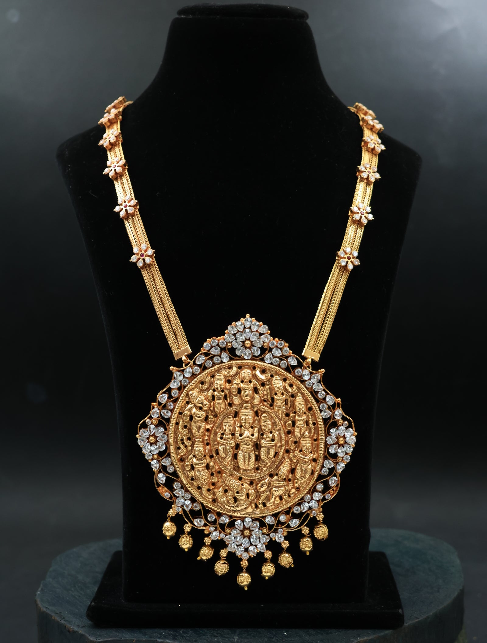 Nagas inspired chain haram-Bridal vishnu temple jewellery