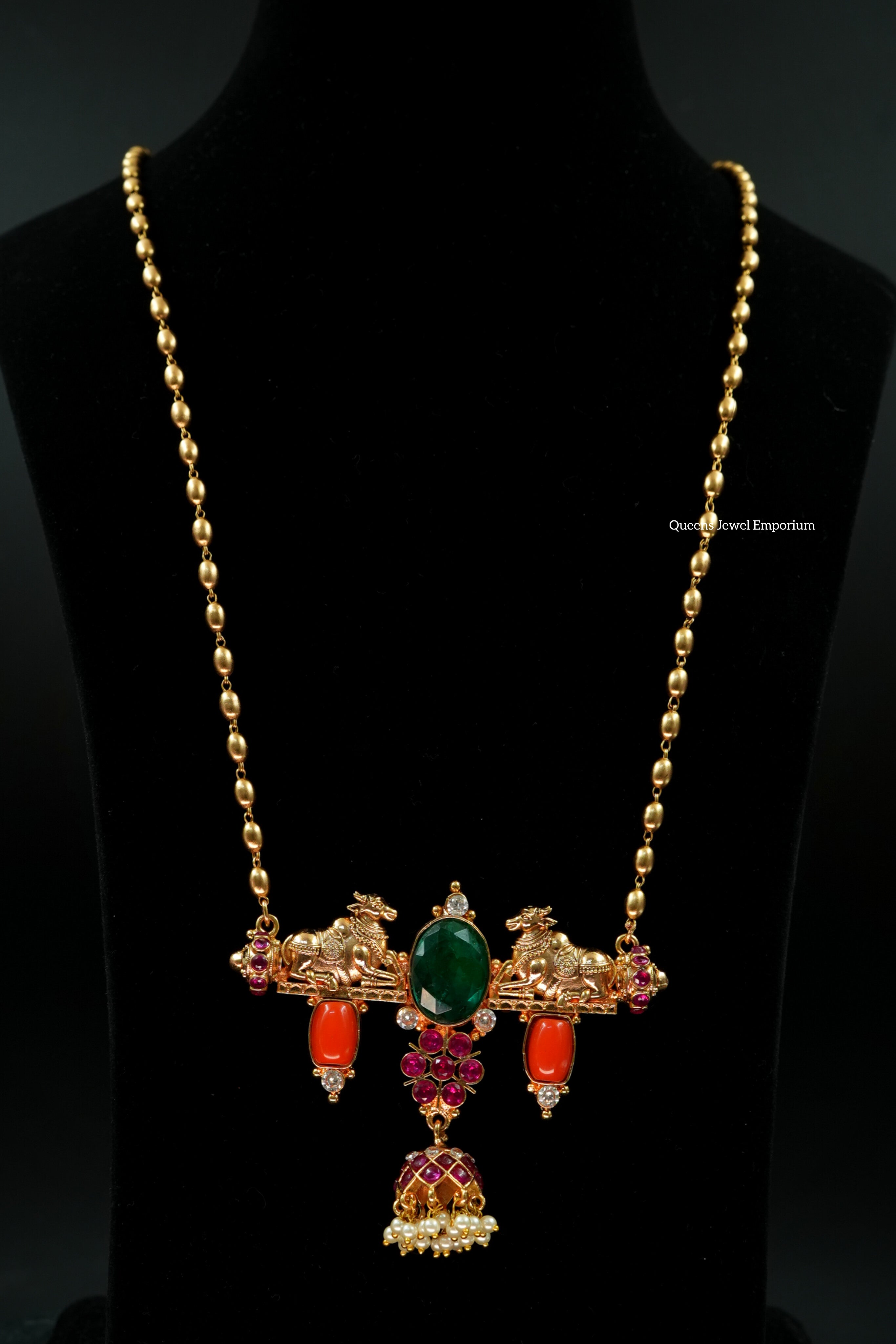 Jhumka style pendant-Temple style jewellery