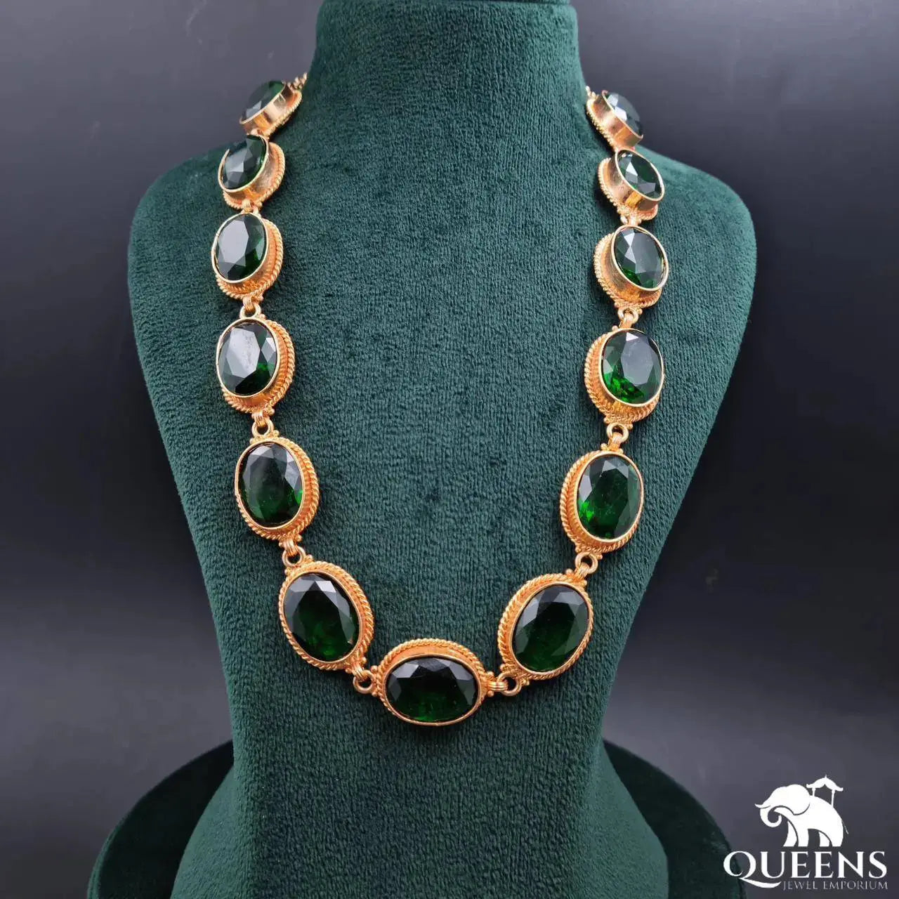 Statement oval zircon haram-Modern zircon stone necklace