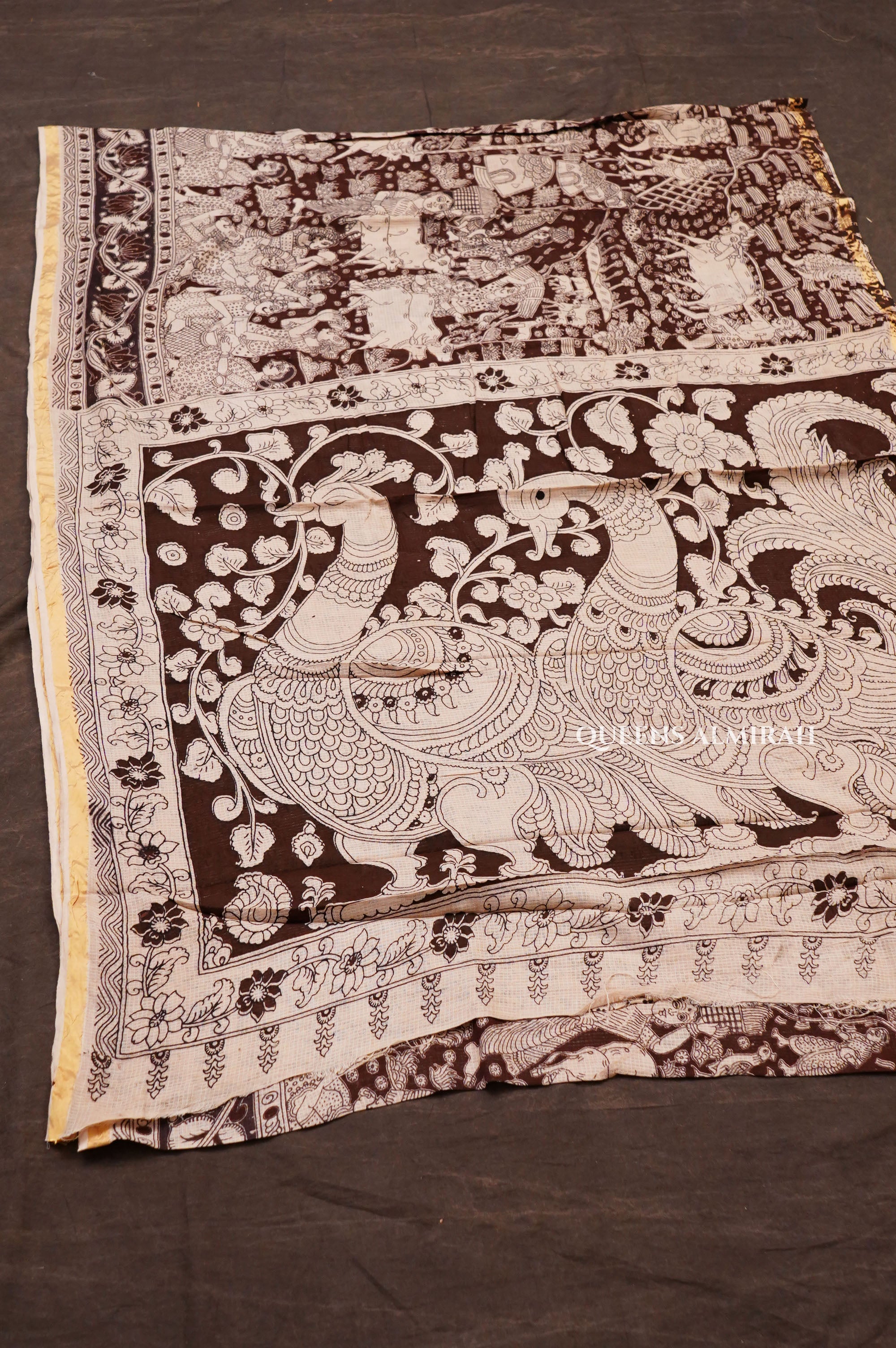 Black Kalamkari Kota Cotton Saree