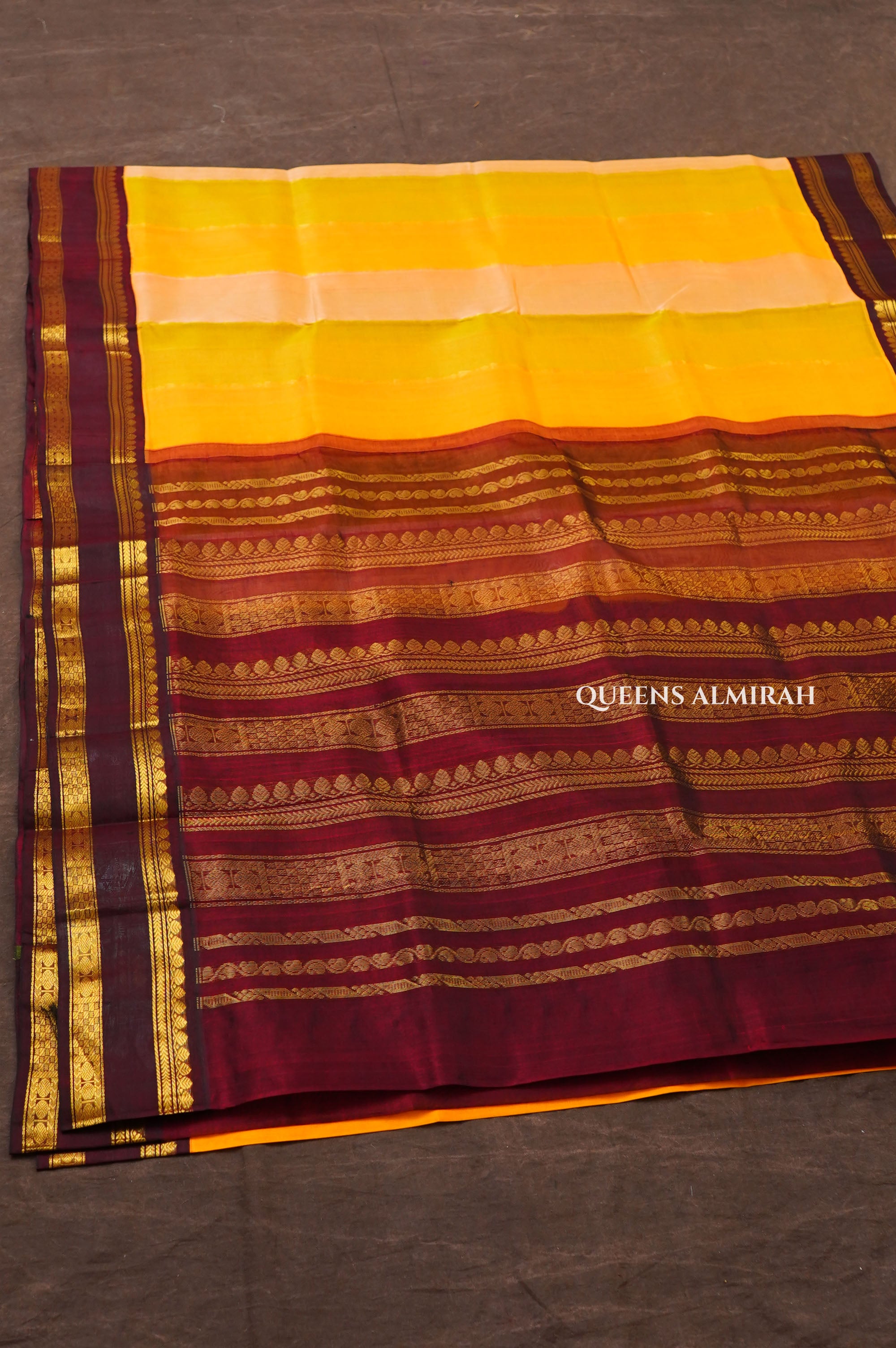 Multi Color With Black Gap Border Pure Silk Cotton Saree