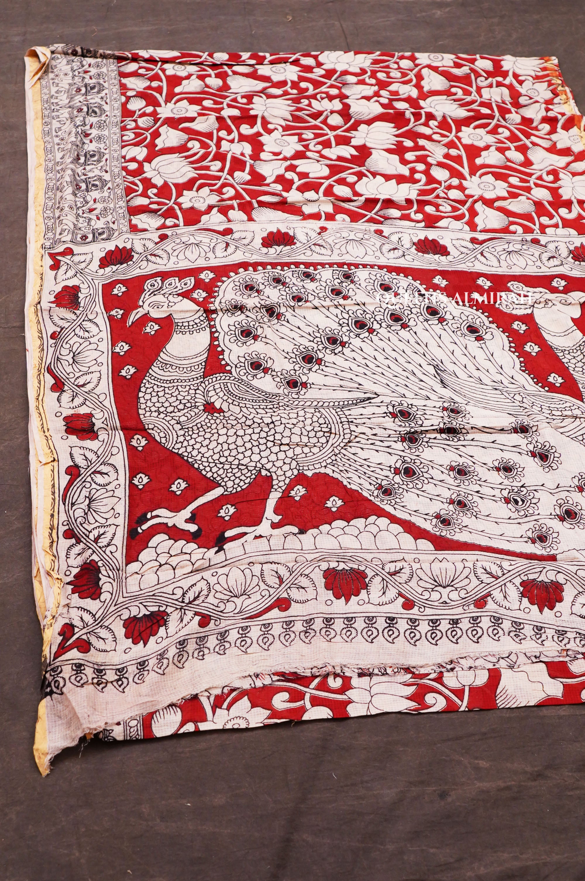 Maroon Kalamkari Kota Cotton Saree