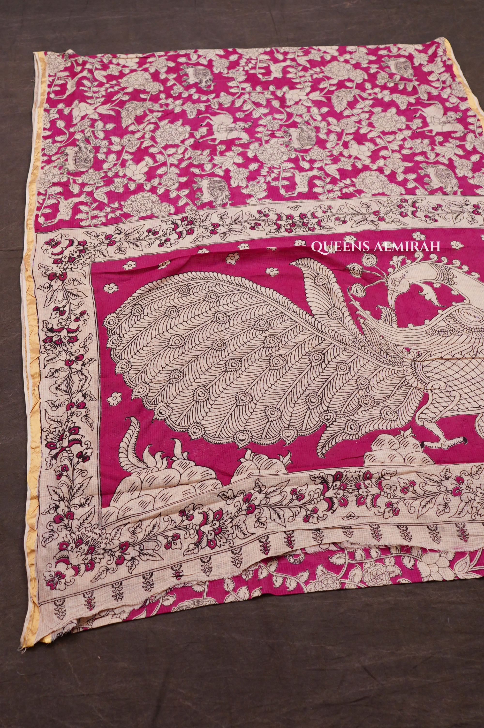 Pink Kalamkari Kota Cotton Saree