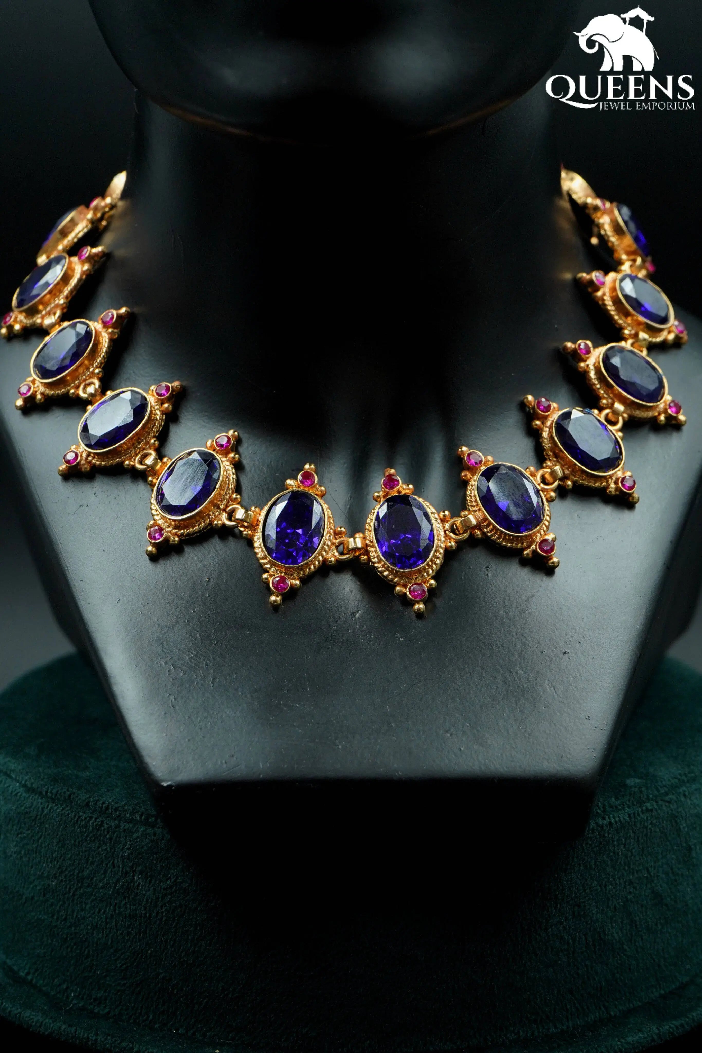 Sparkling purple cutting stones-Statement mid length haram