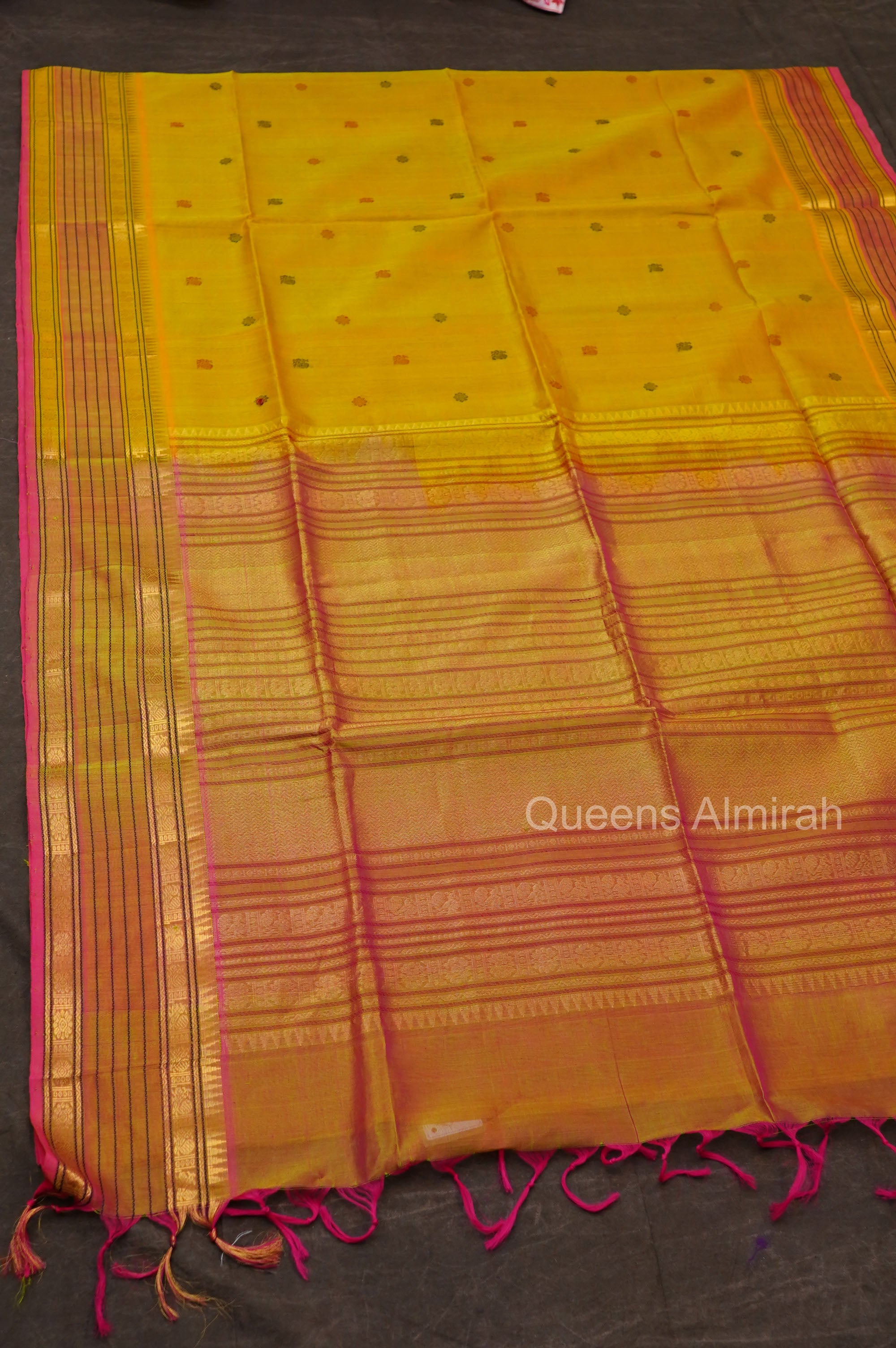 Green With Pink Pure Silk Cotton Saree