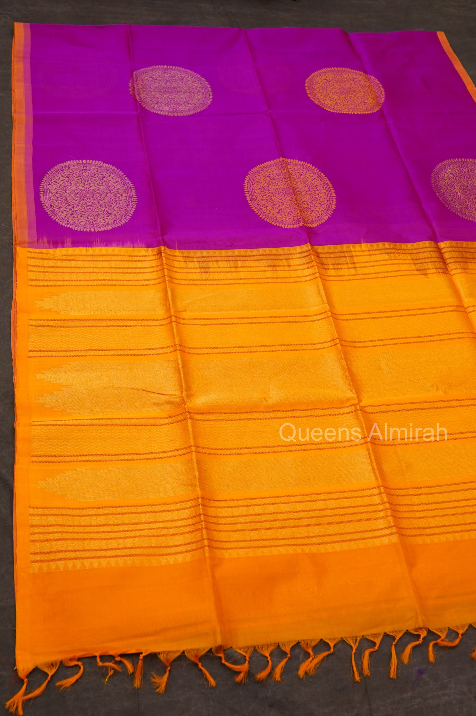 Purple With Yellow Pure Silk Cotton Saree