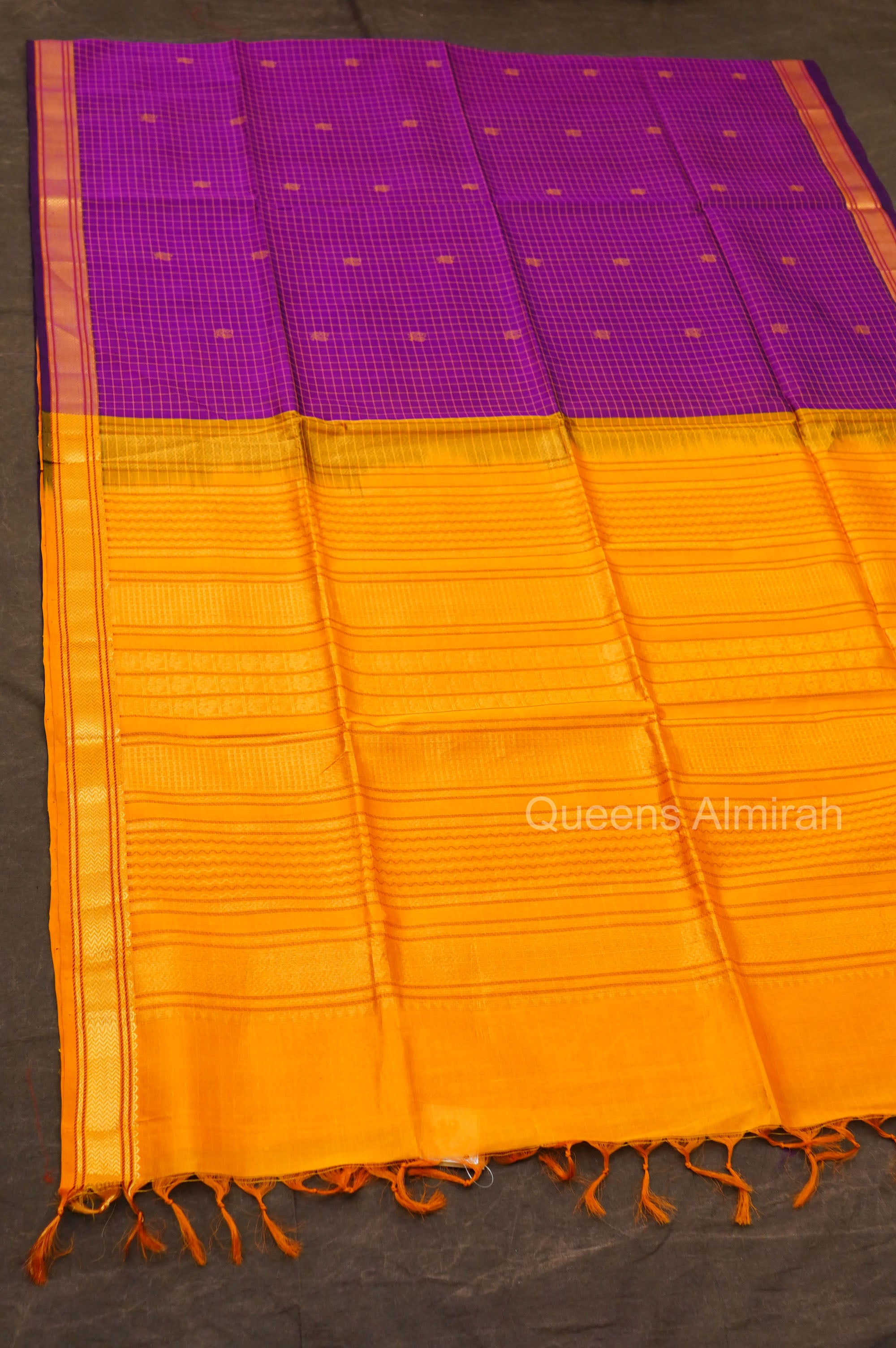 Purple Kattam With Yellow Pure Silk Cotton Saree