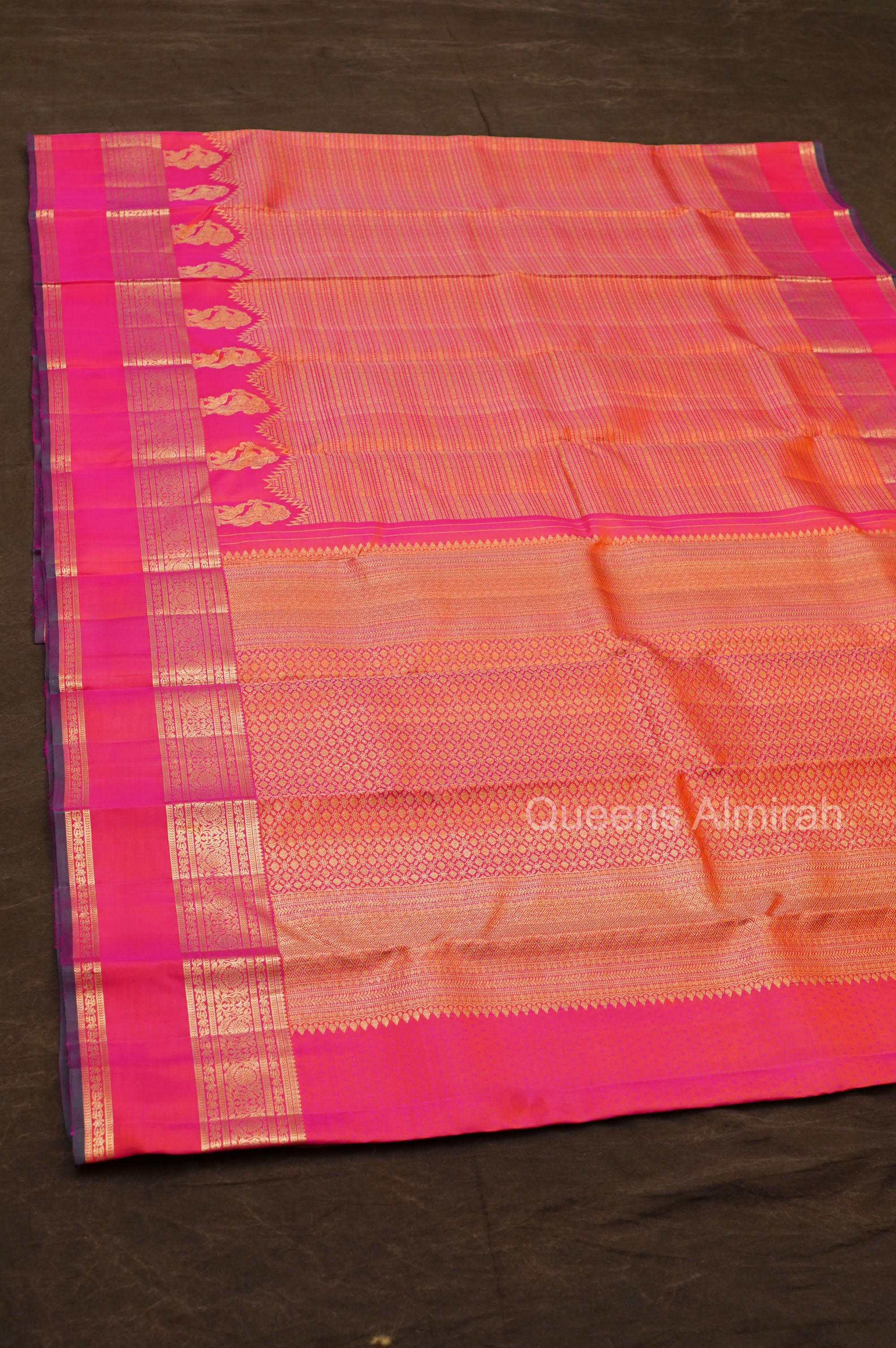 Coral Pink Brocade Pure Kanchivaram Silk Saree