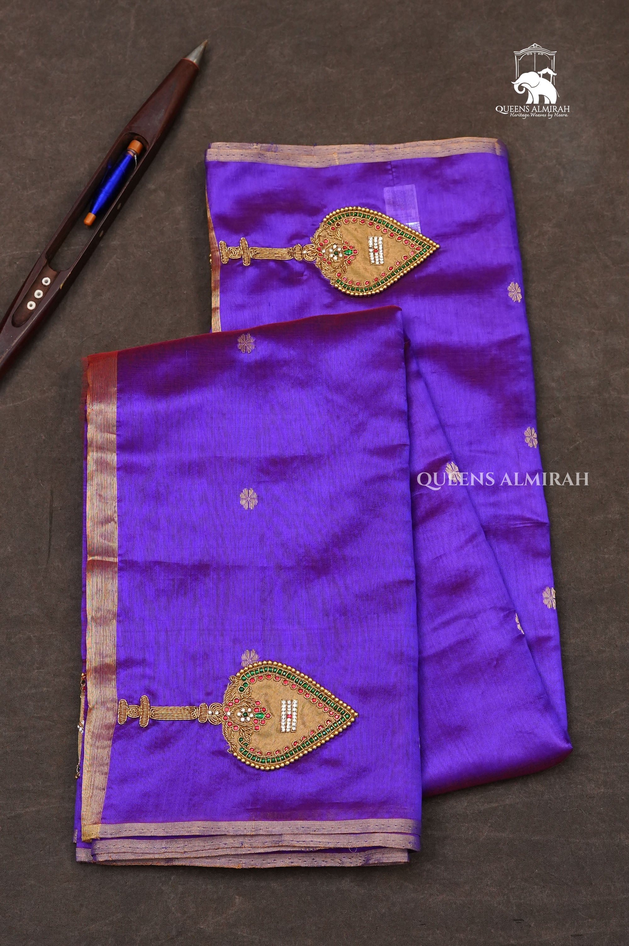 Purple Singaravelan Katan Chanderi Silk Saree