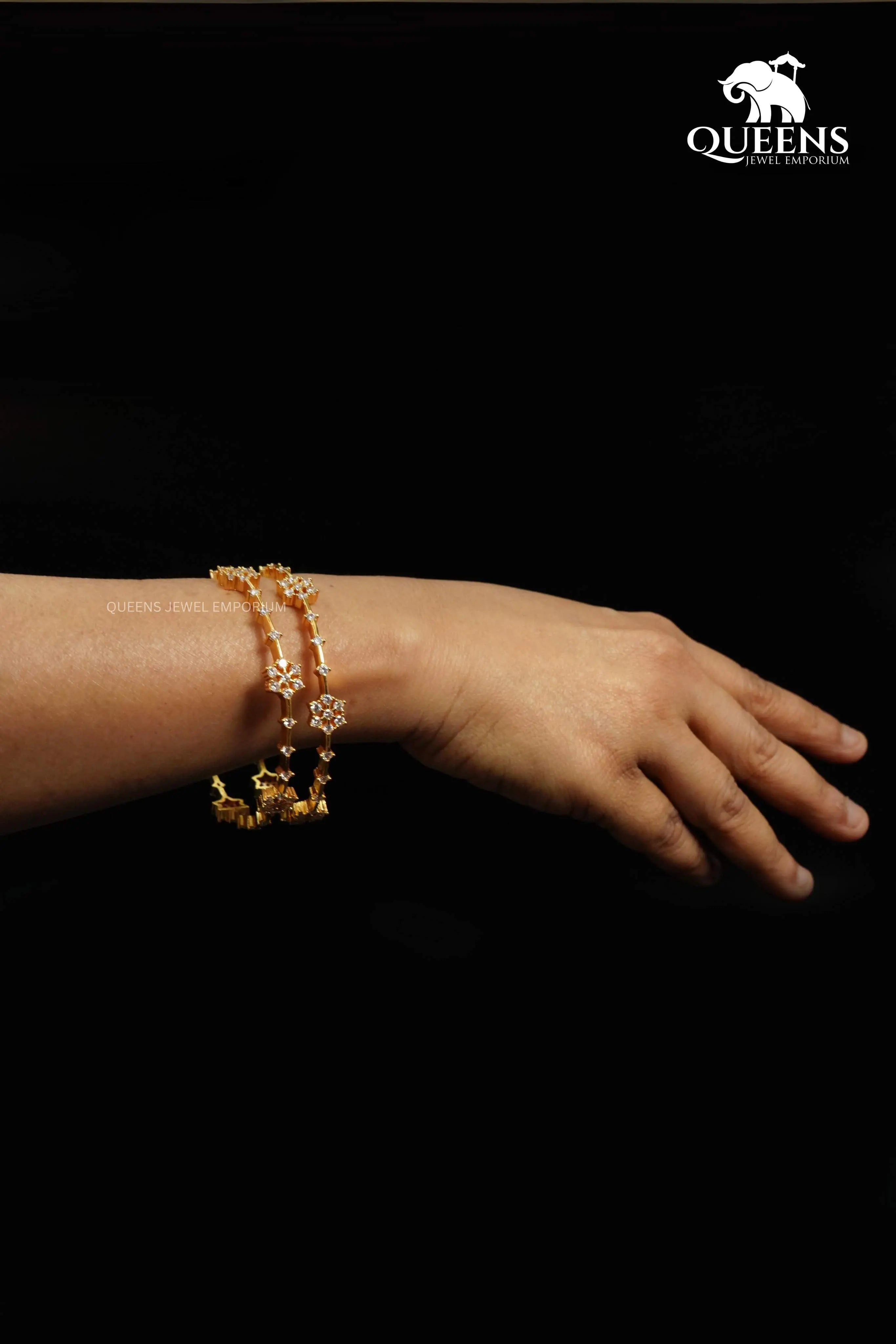 Elegant zircon bangle-White stone bangles for saree