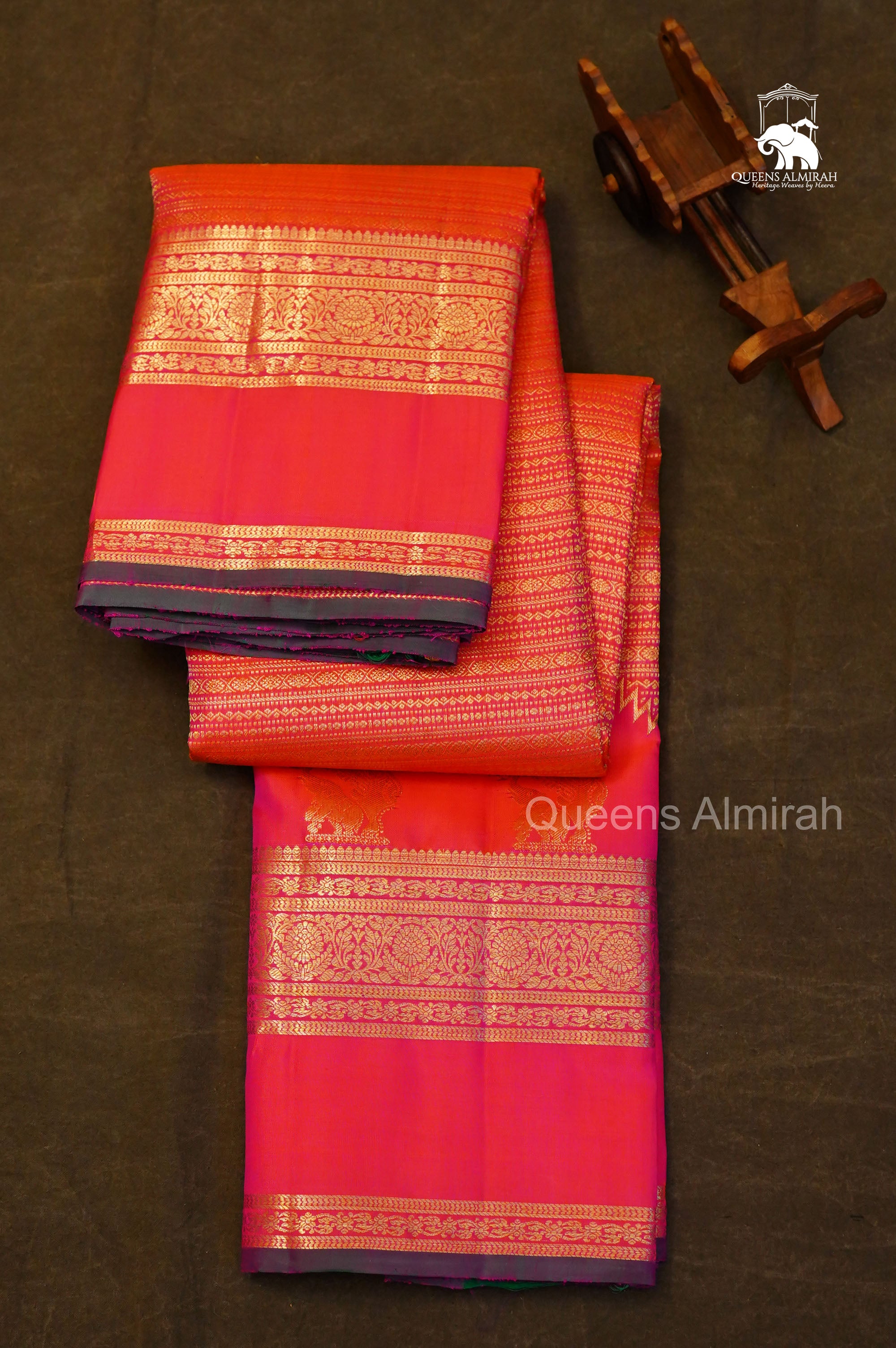 Coral Pink Brocade Pure Kanchivaram Silk Saree