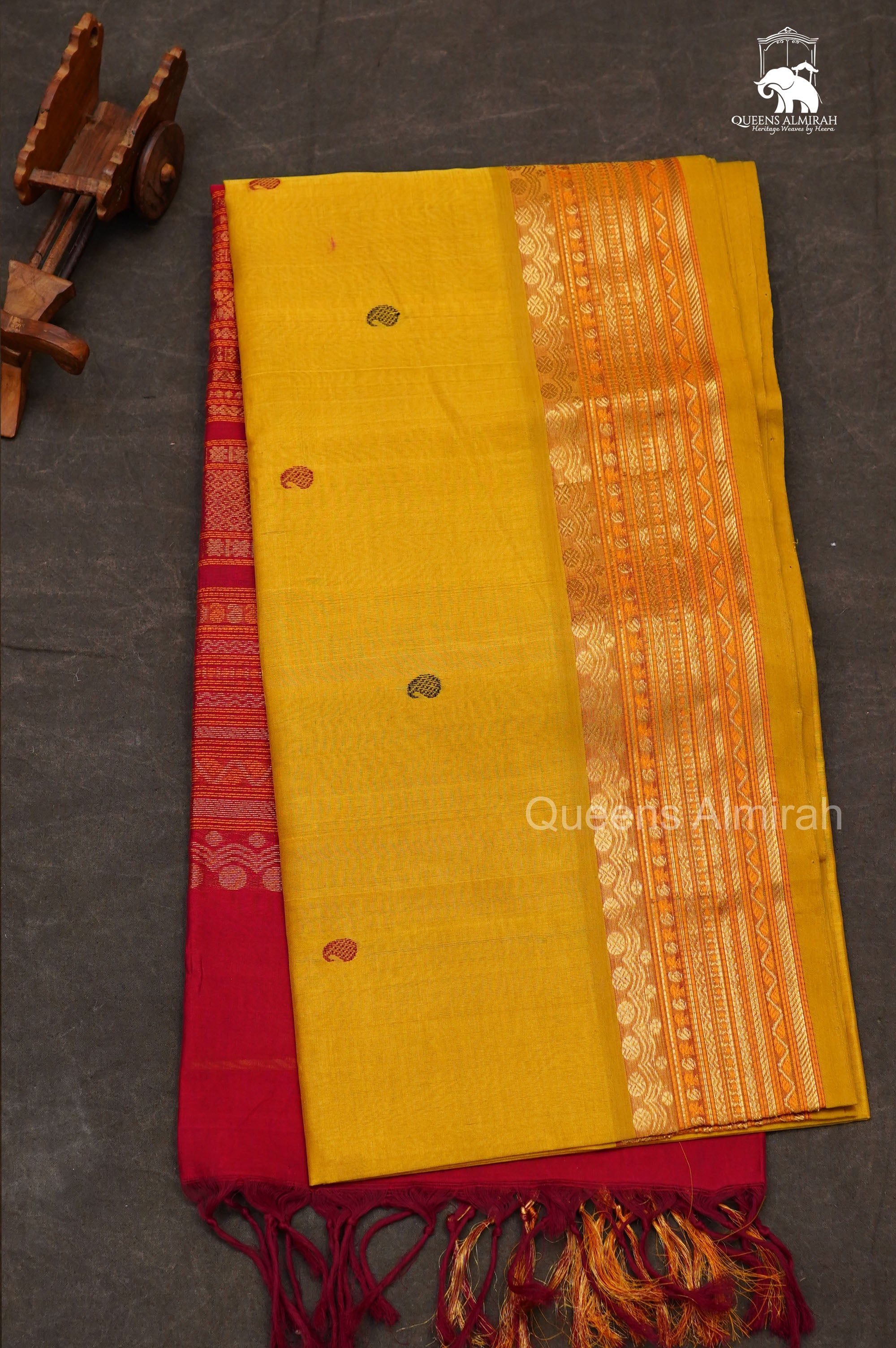 Yellow With Red Pure Silk Cotton Saree