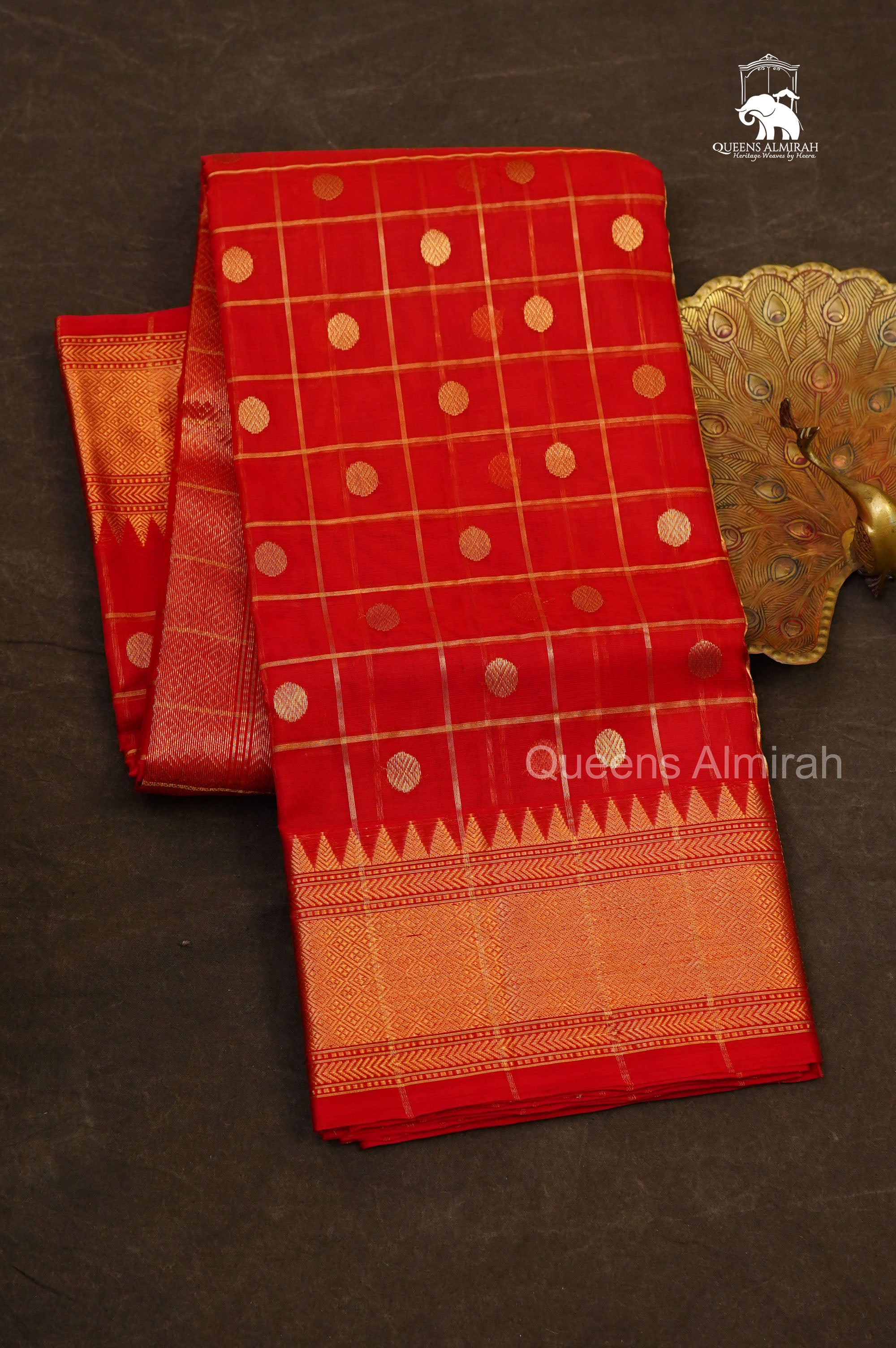 Chilly Red Chanderi Katan Silk Handloom Saree