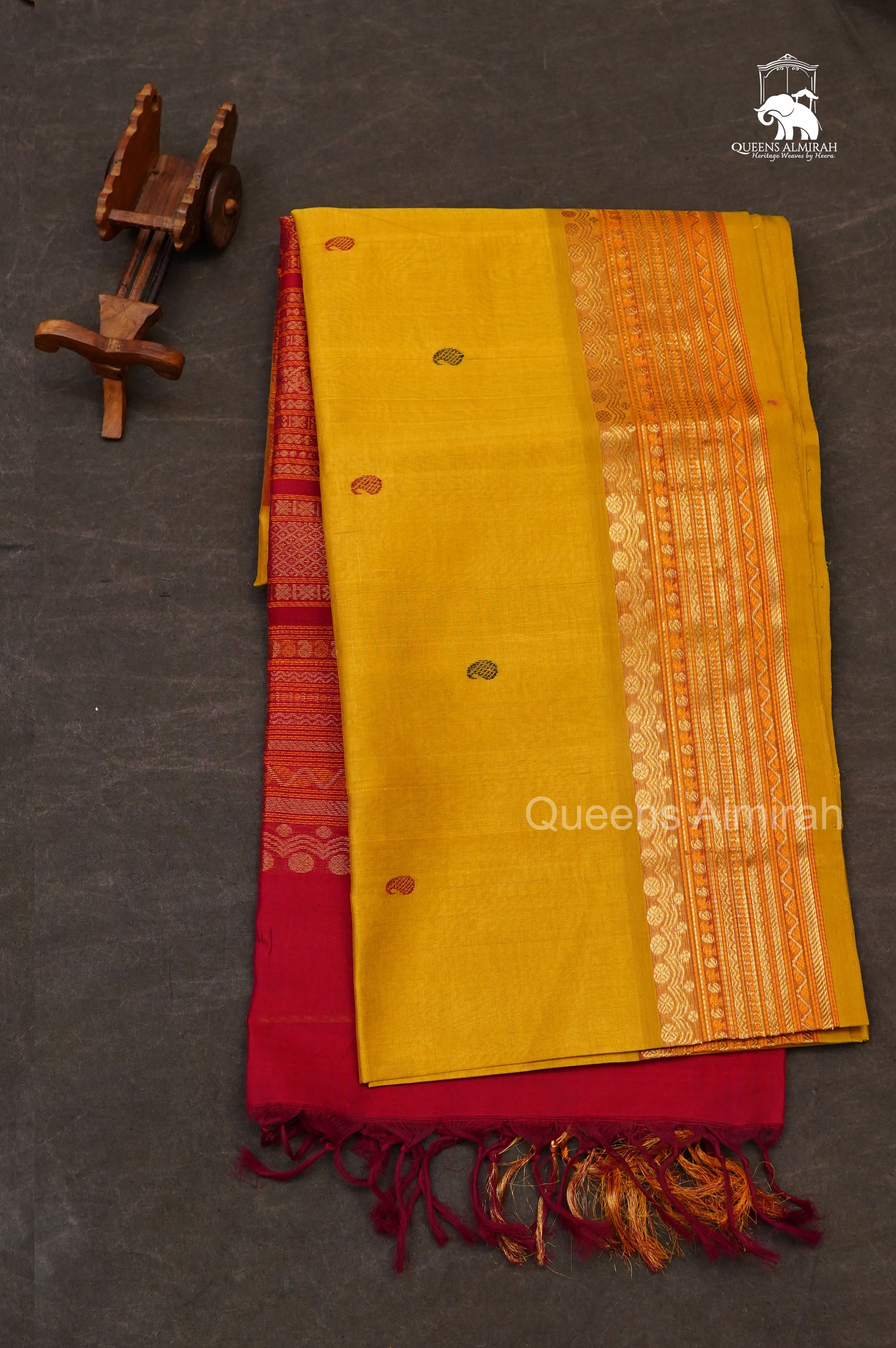 Yellow With Red Pure Silk Cotton Saree