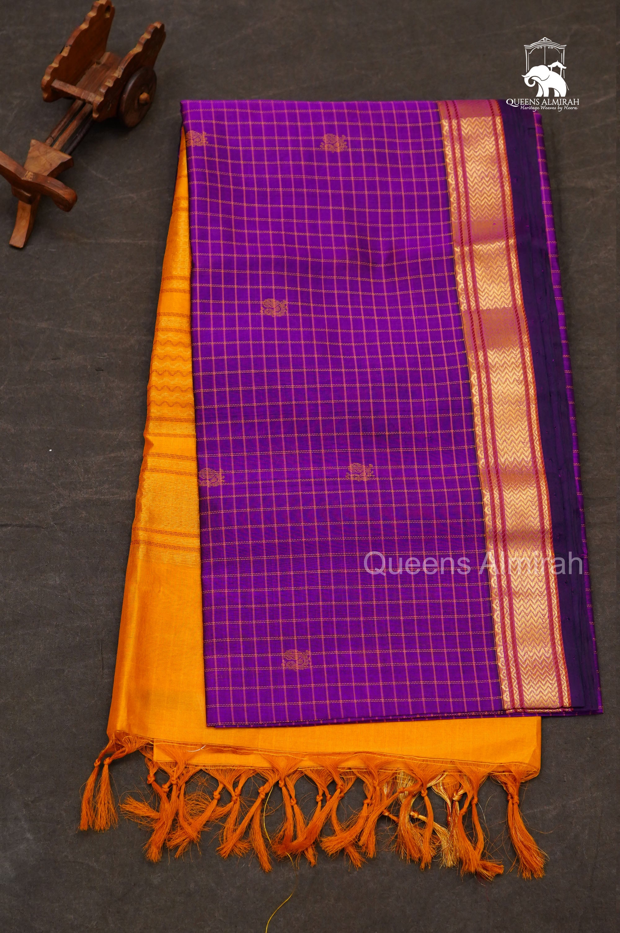 Purple Kattam With Yellow Pure Silk Cotton Saree