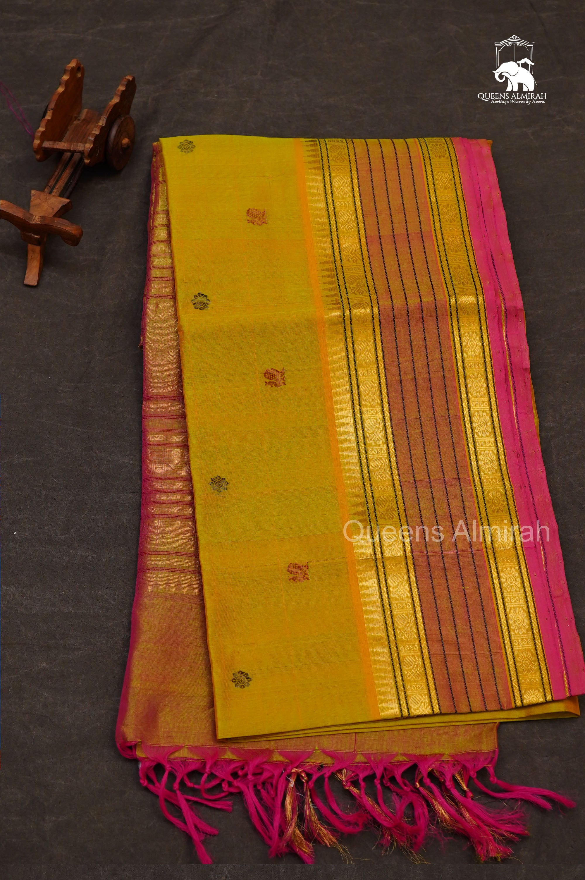 Green With Pink Pure Silk Cotton Saree