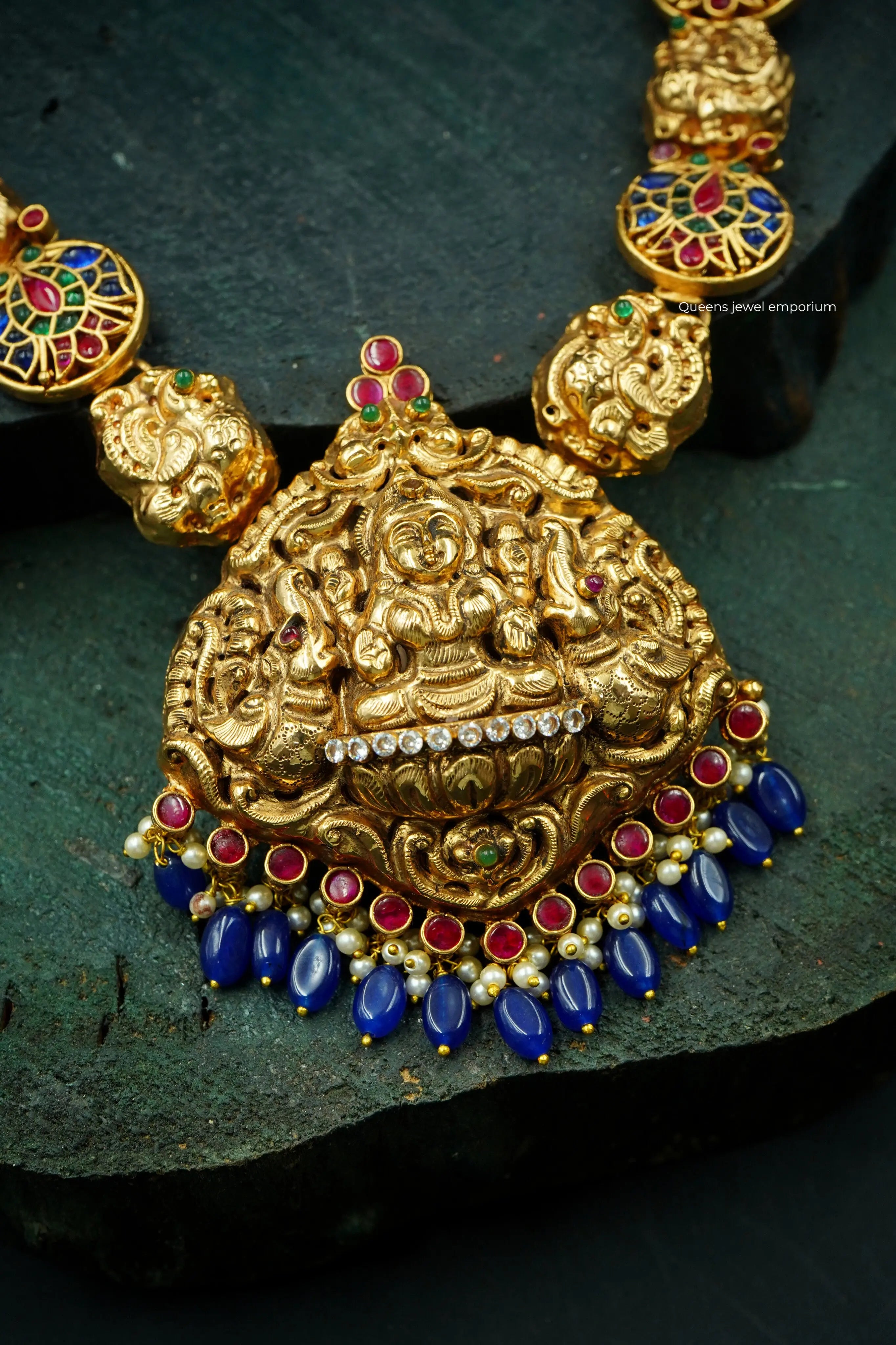 Grand reception temple haram-Gaja lakshmi temple jewellery
