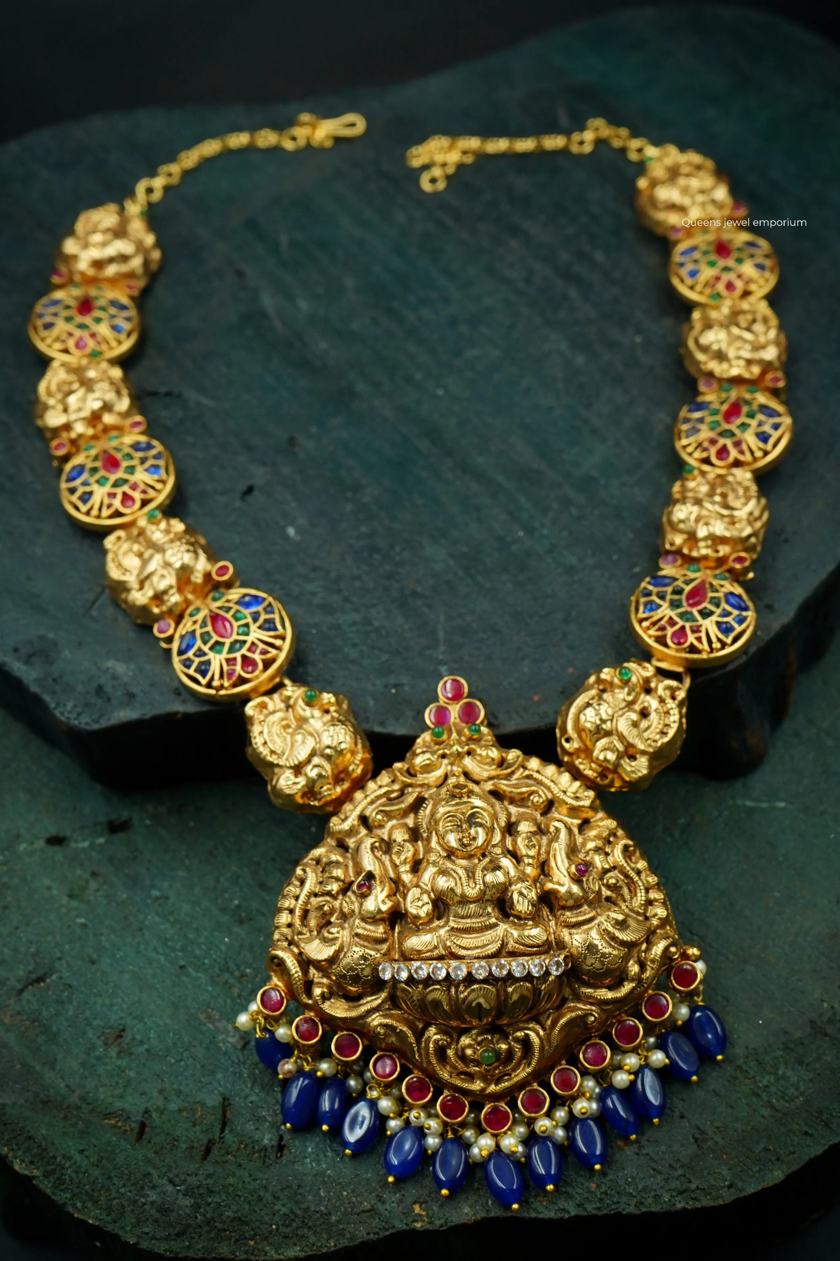 God pendant haram-Traditional kanchivaram saree haram