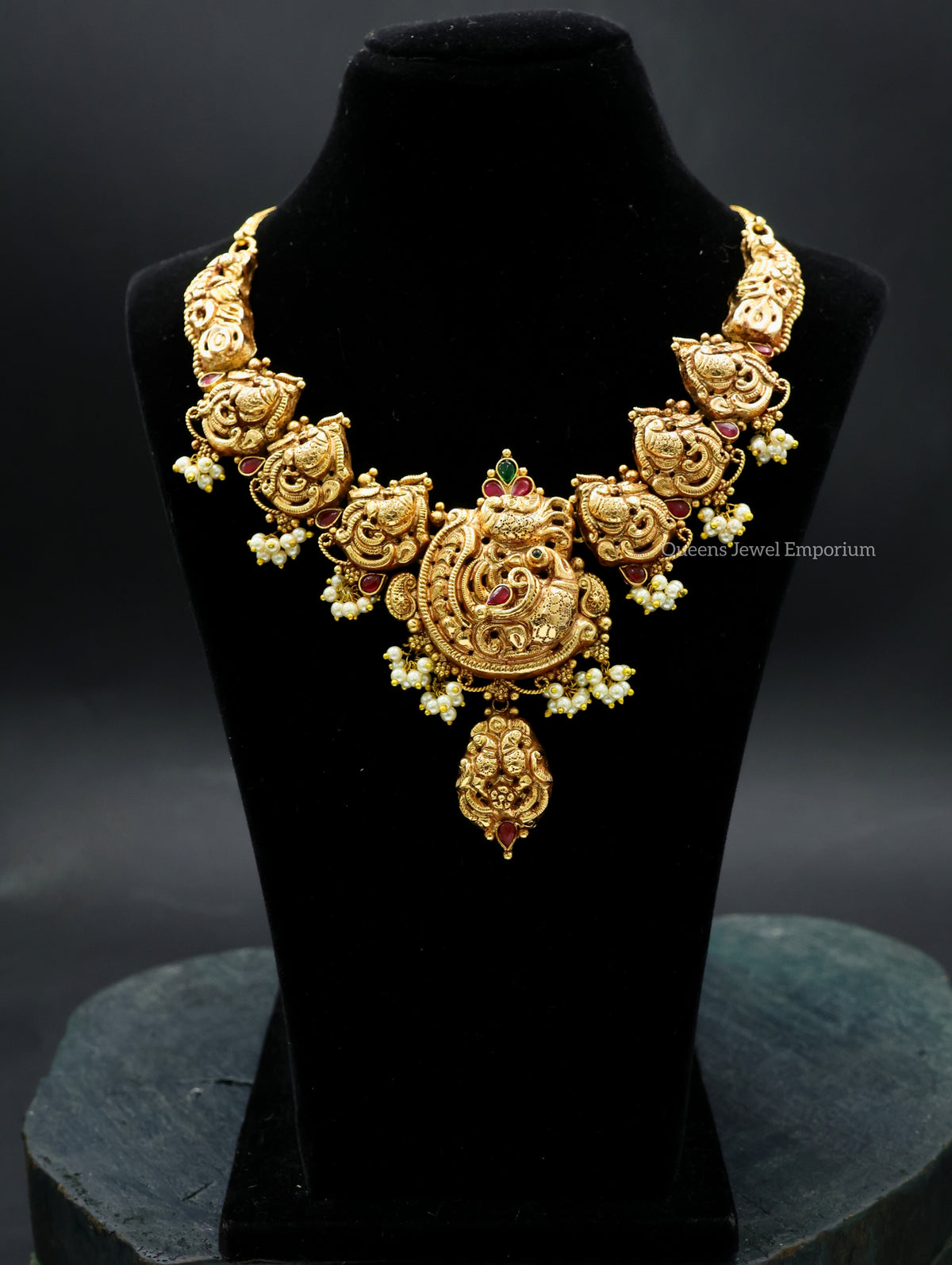 Gold plated temple jewellery-Pearl hangings 