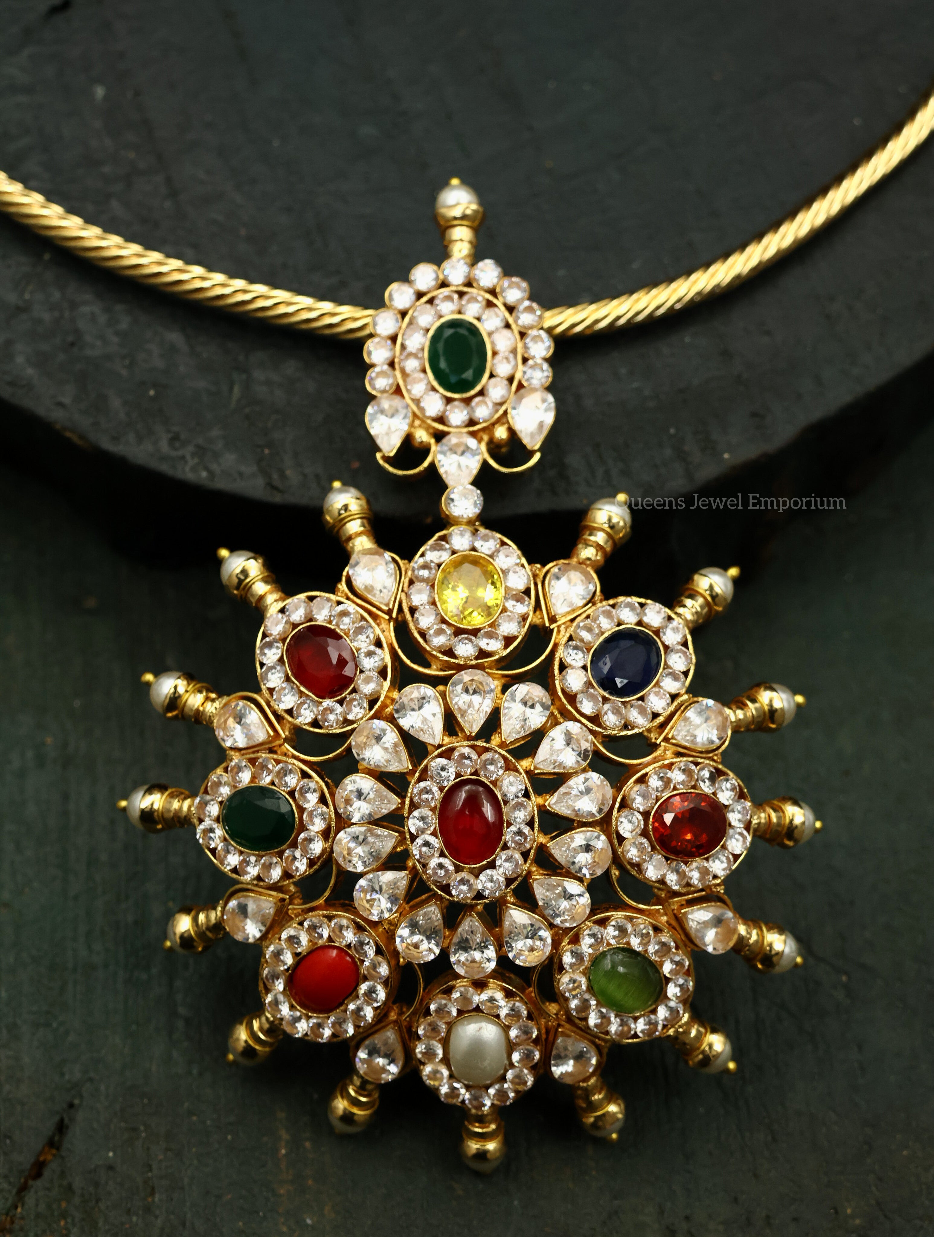 Grand pendant with stones-Pendant for festivals