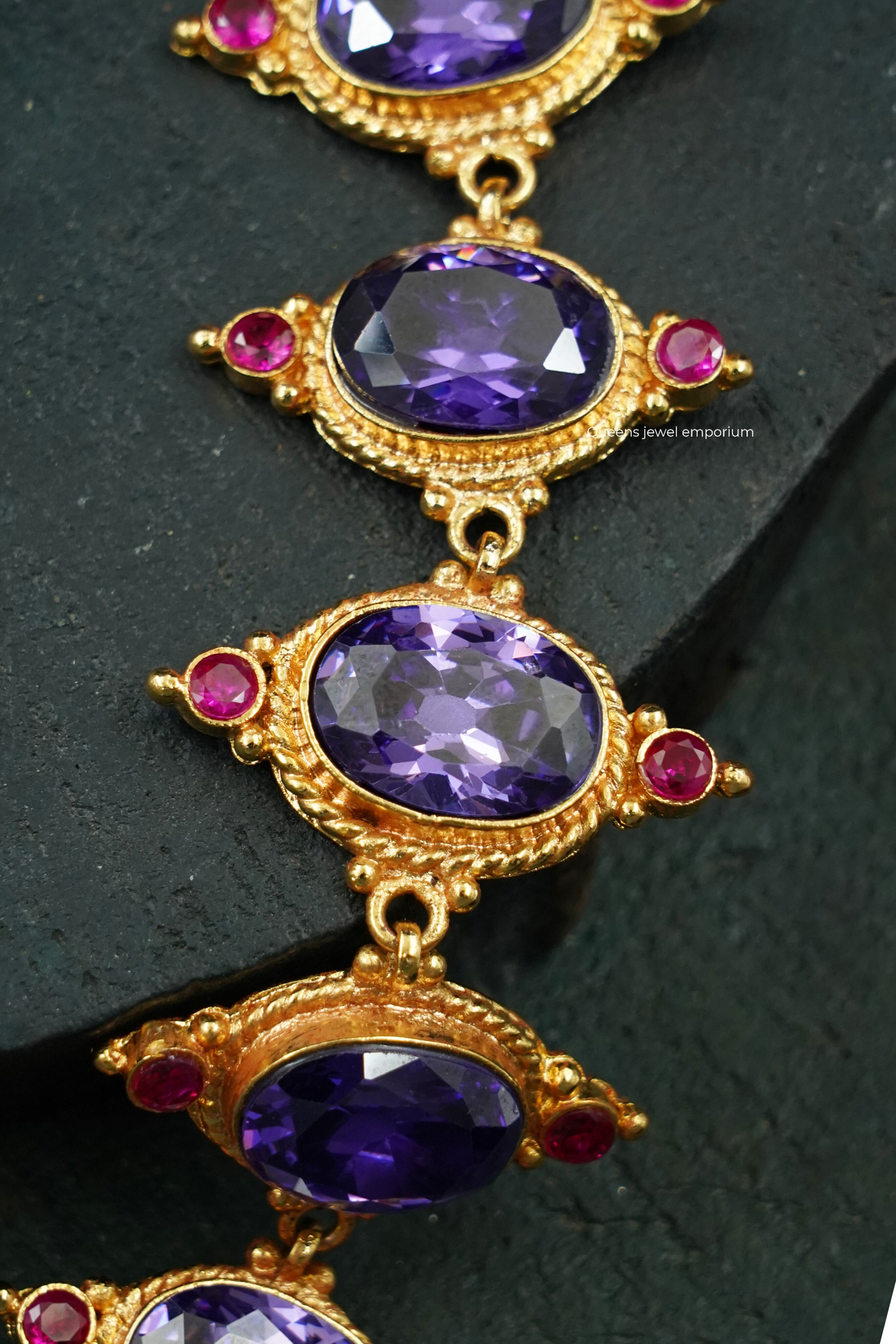Mid length purple necklace-Elegant violet stone jewellery