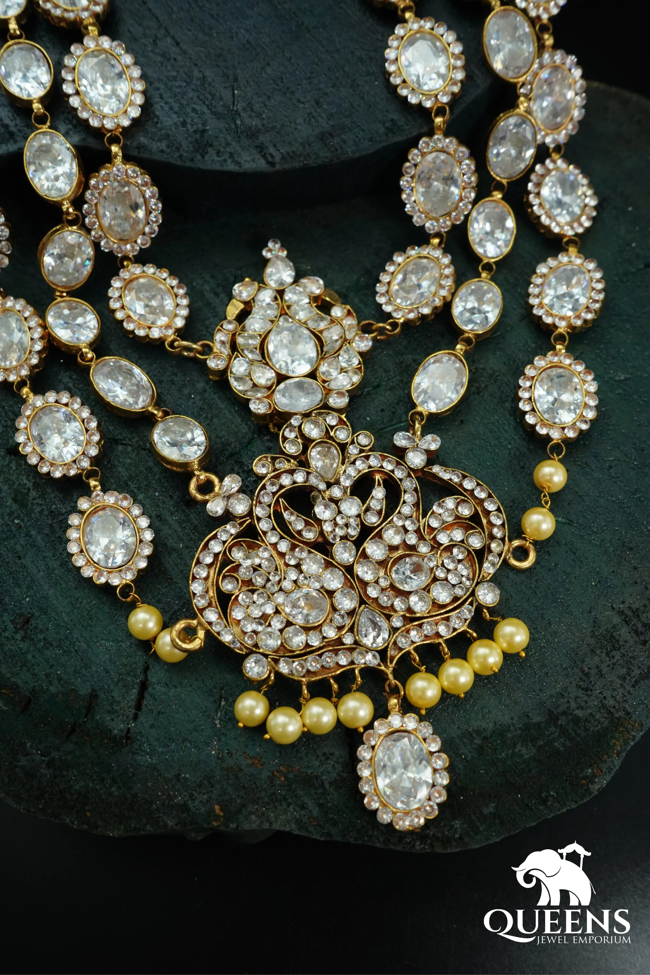 Pearl hanging pendant haram-Grand finish bridal haram