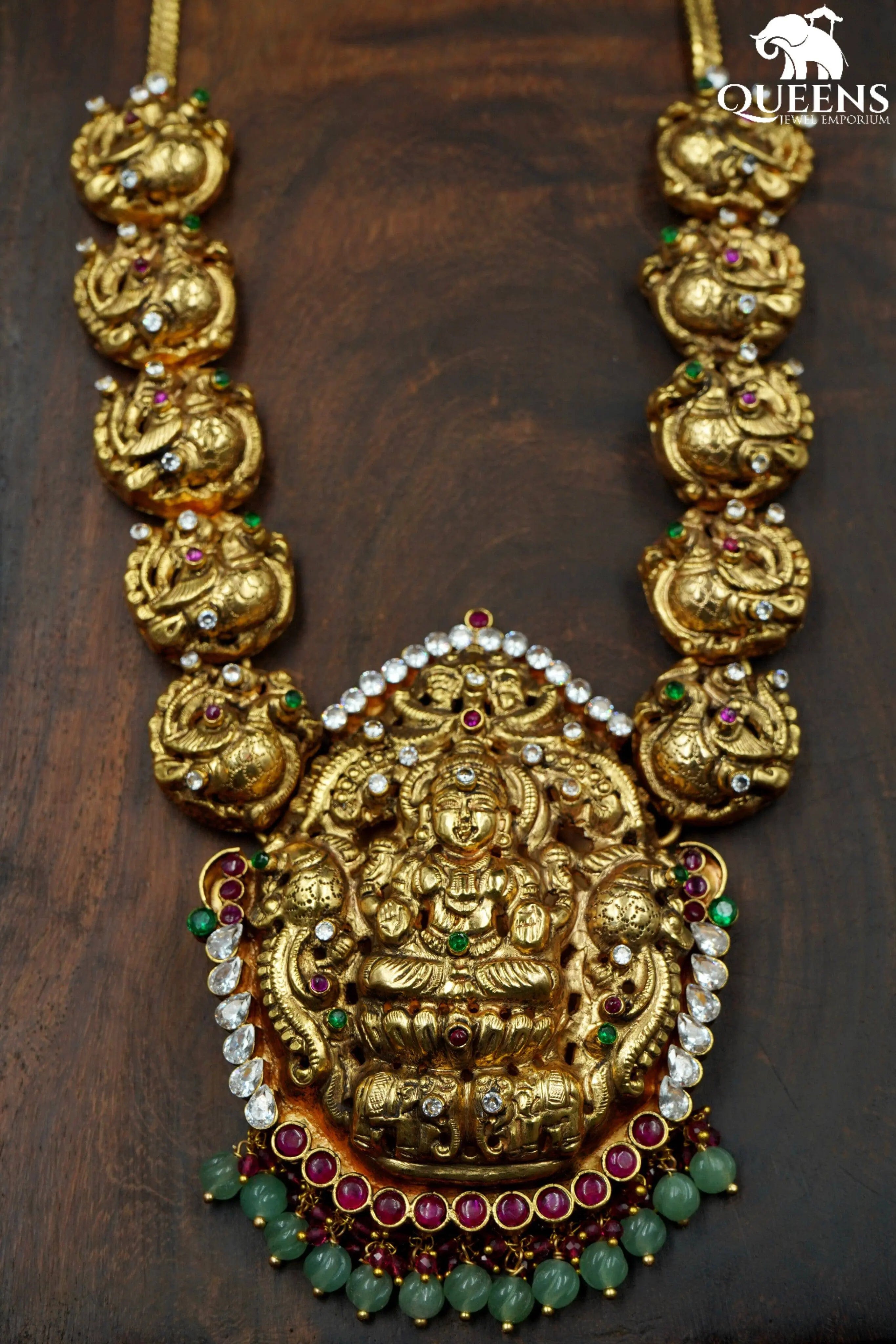 Bold lakshmi pendant haram-Temple design jewellery