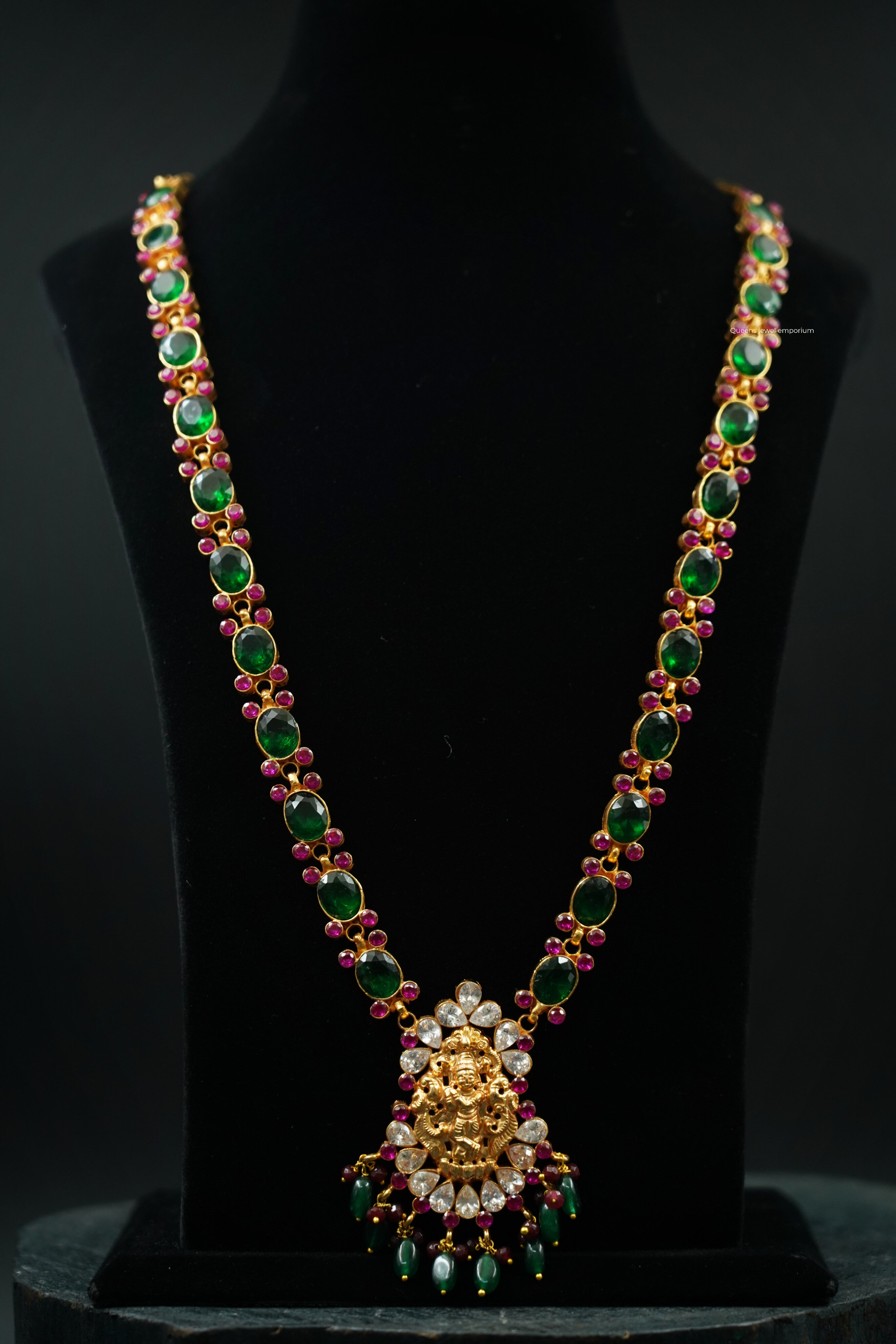 Nagas krishna pendant-Pink color stone haram