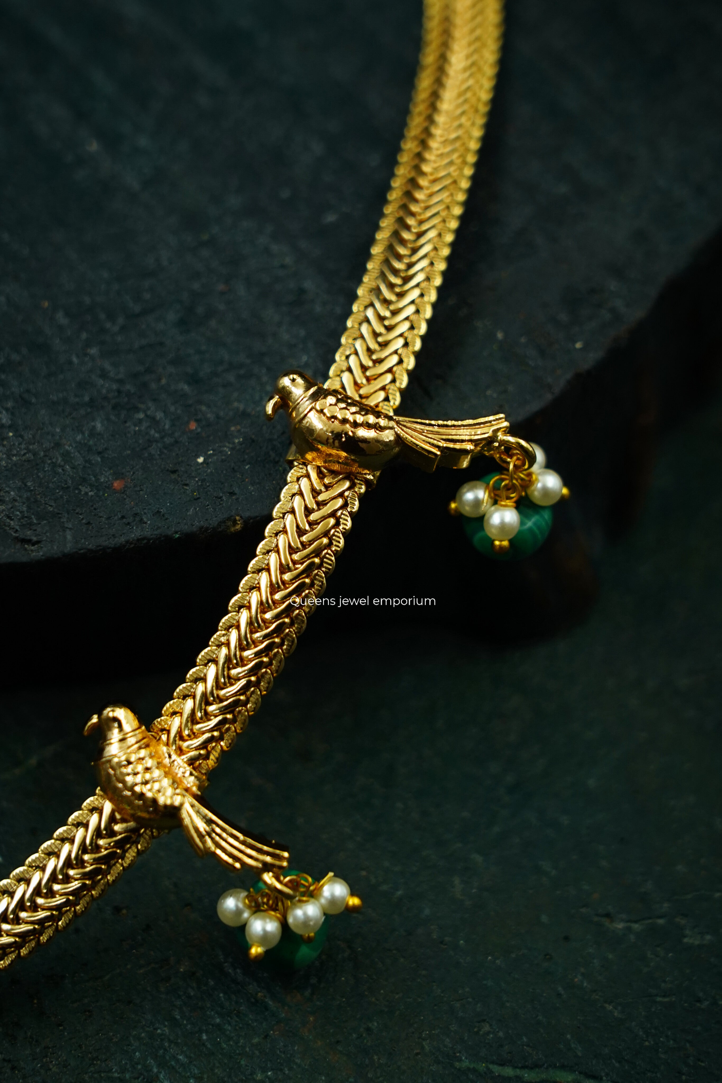 Green bead necklace hangings-Turquoise stone designer necklace