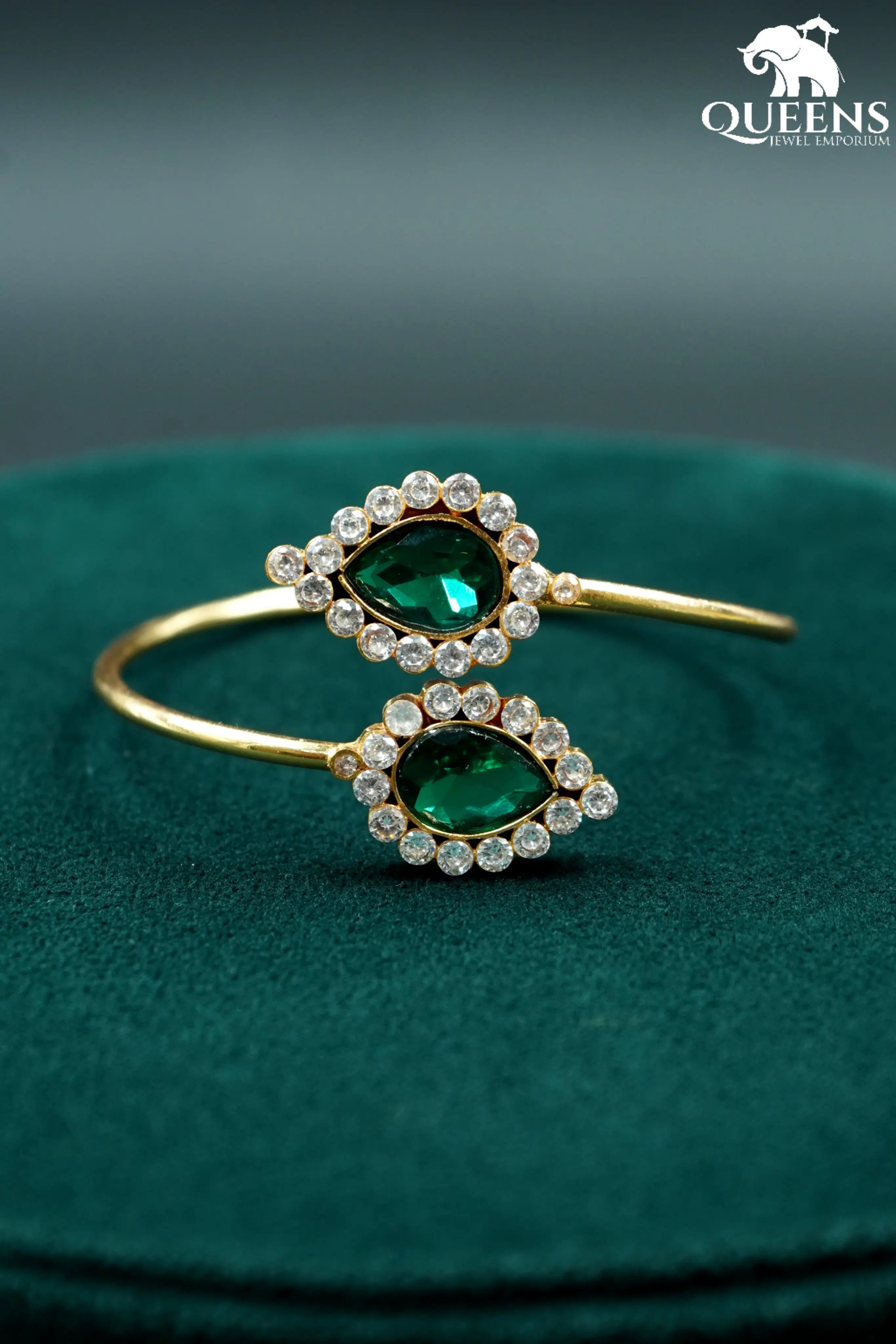 Thilak shape zircon kada-Plain kada with zircon stones